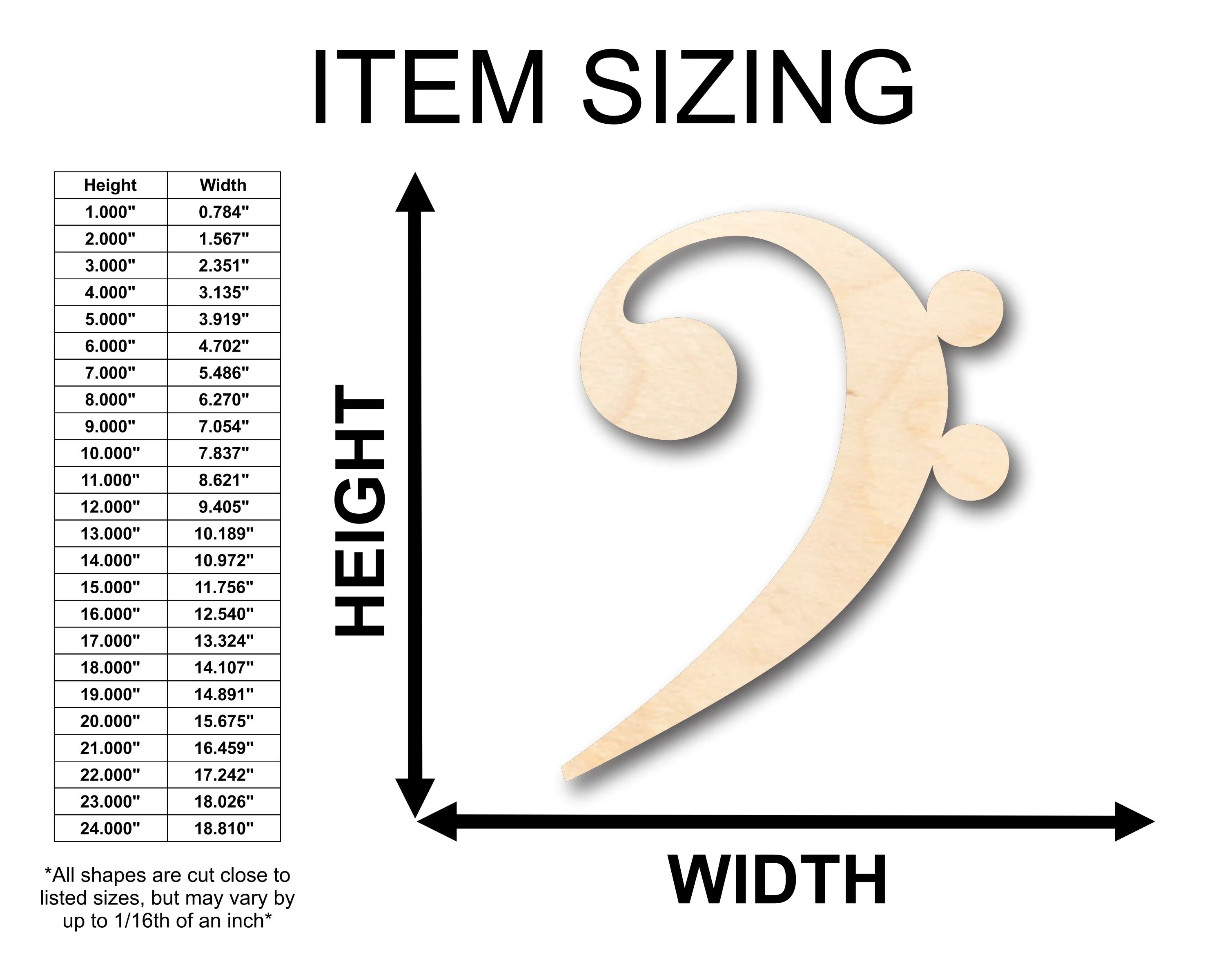 Unfinished Wood Bass Note Shape - Craft - up to 46" DIY - Image 2