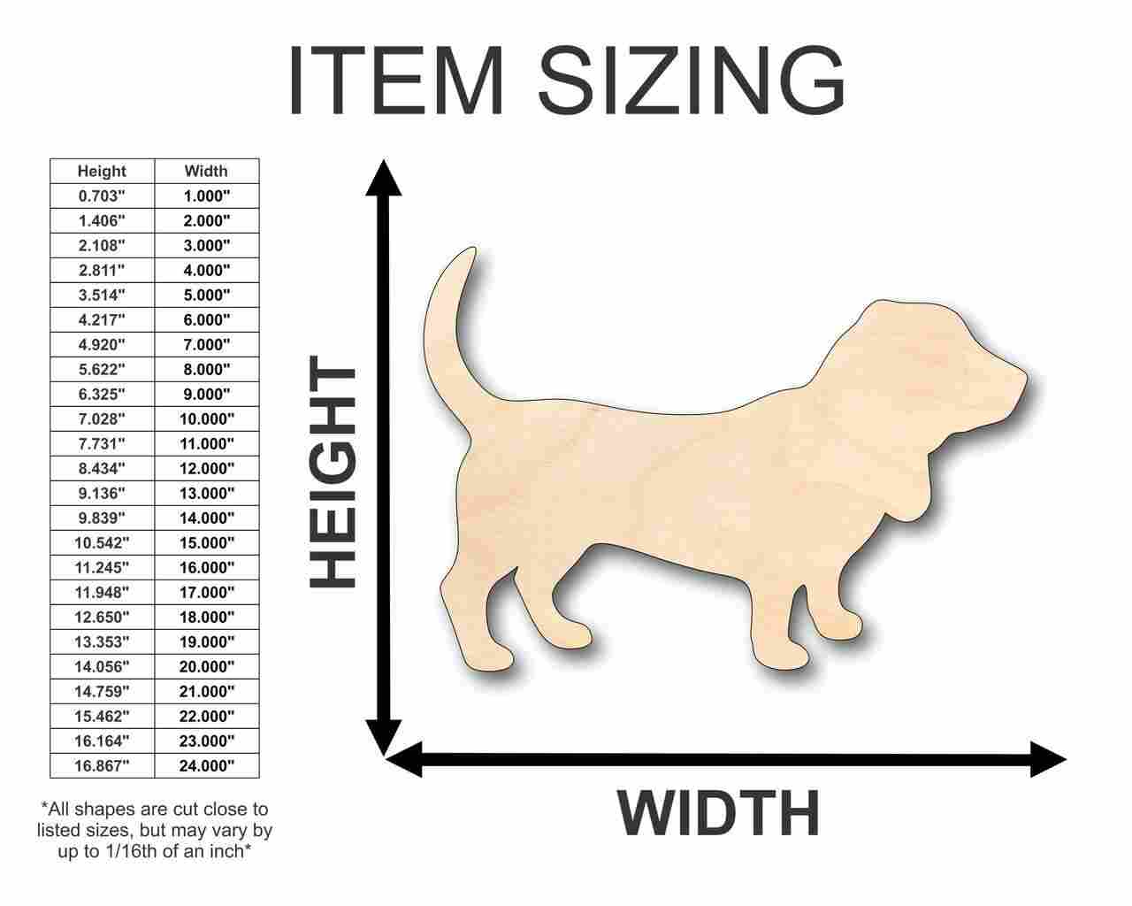 Unfinished Wood Basset Hound Dog Shape - Animal - Pet - Craft - up to 46" DIY - Image 2