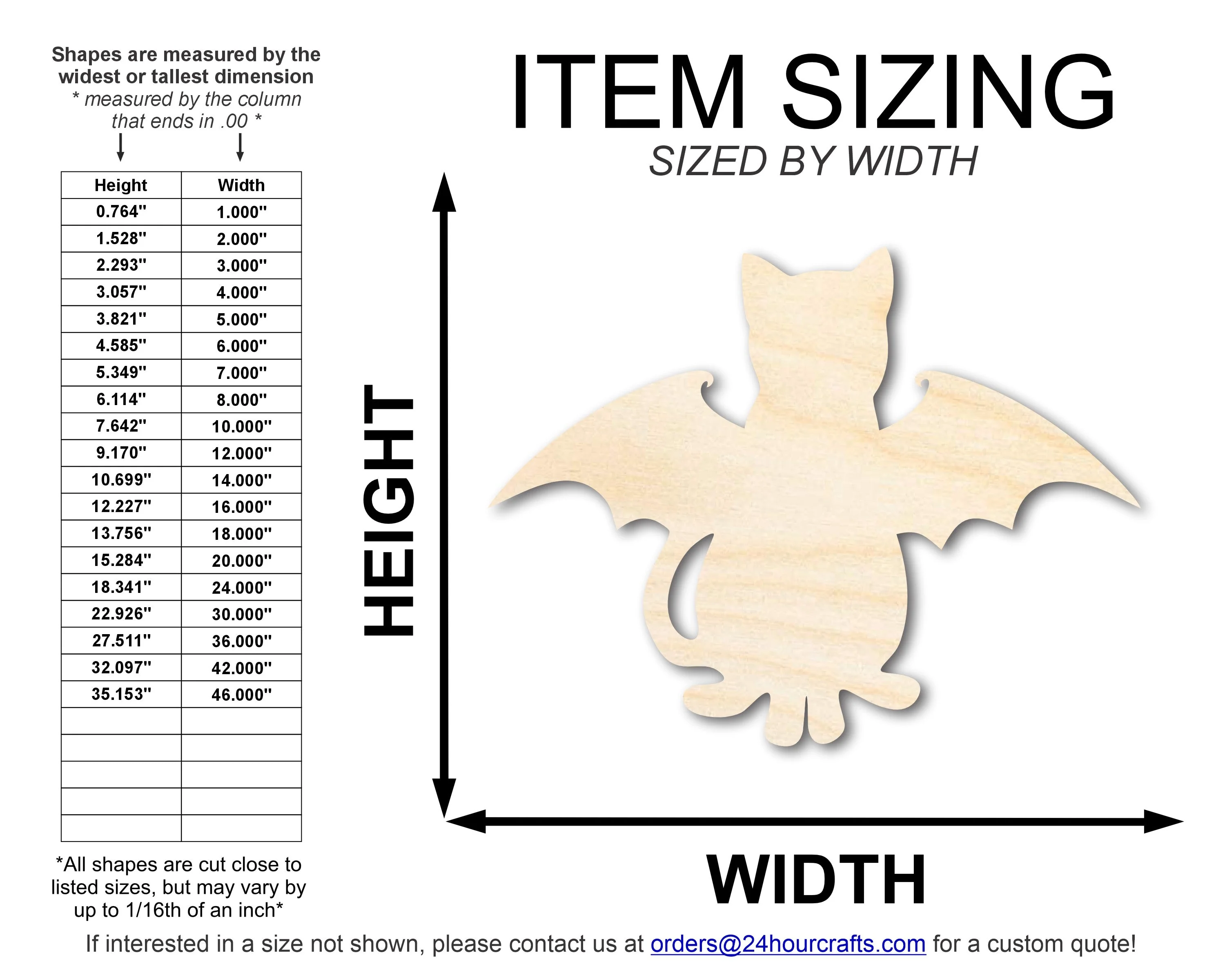 Unfinished Wood Bat Cat Shape | DIY Halloween Cat Craft Cutout | up to 46" DIY - Image 2
