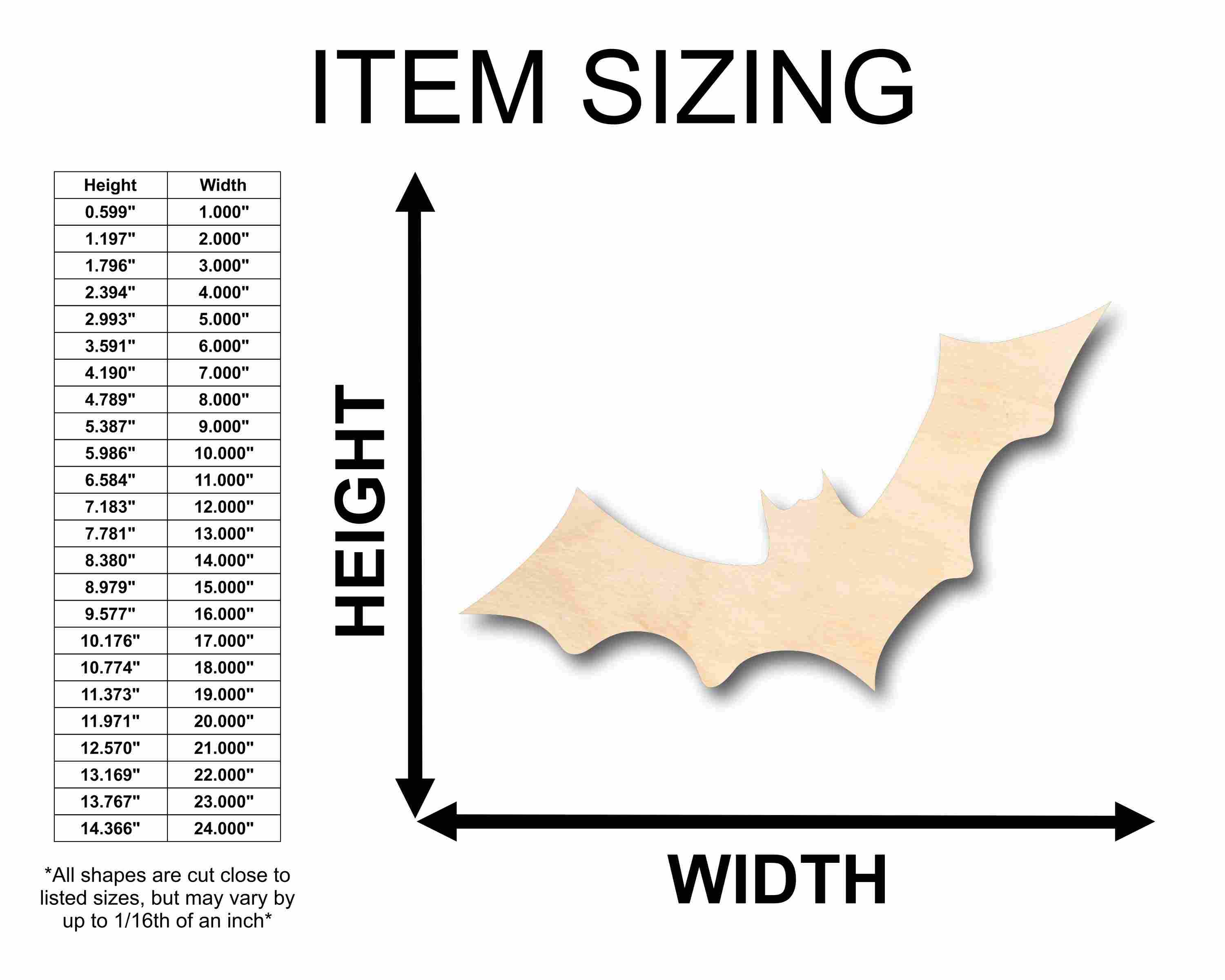 Unfinished Wood Bat Halloween Silhouette - Craft- up to 46" DIY - Image 2