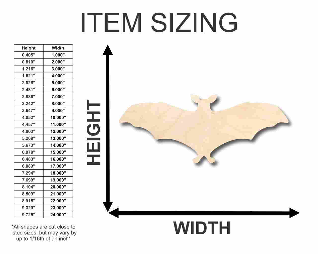 Unfinished Wood Bat Shape - Animal - Craft - up to 46" DIY - Image 2