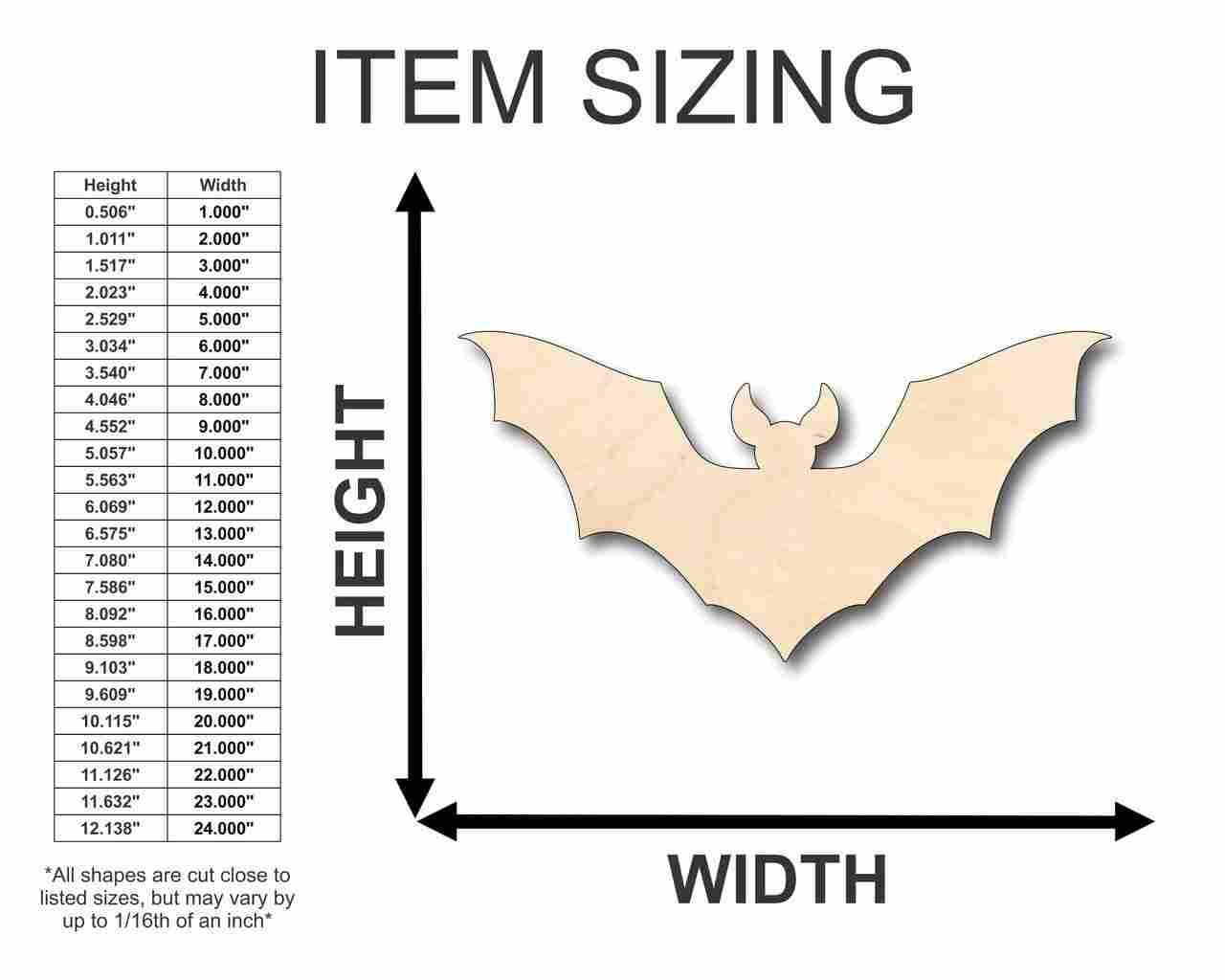 Unfinished Wood Bat Shape - Animal - Wildlife - Craft - up to 46" DIY - Image 2