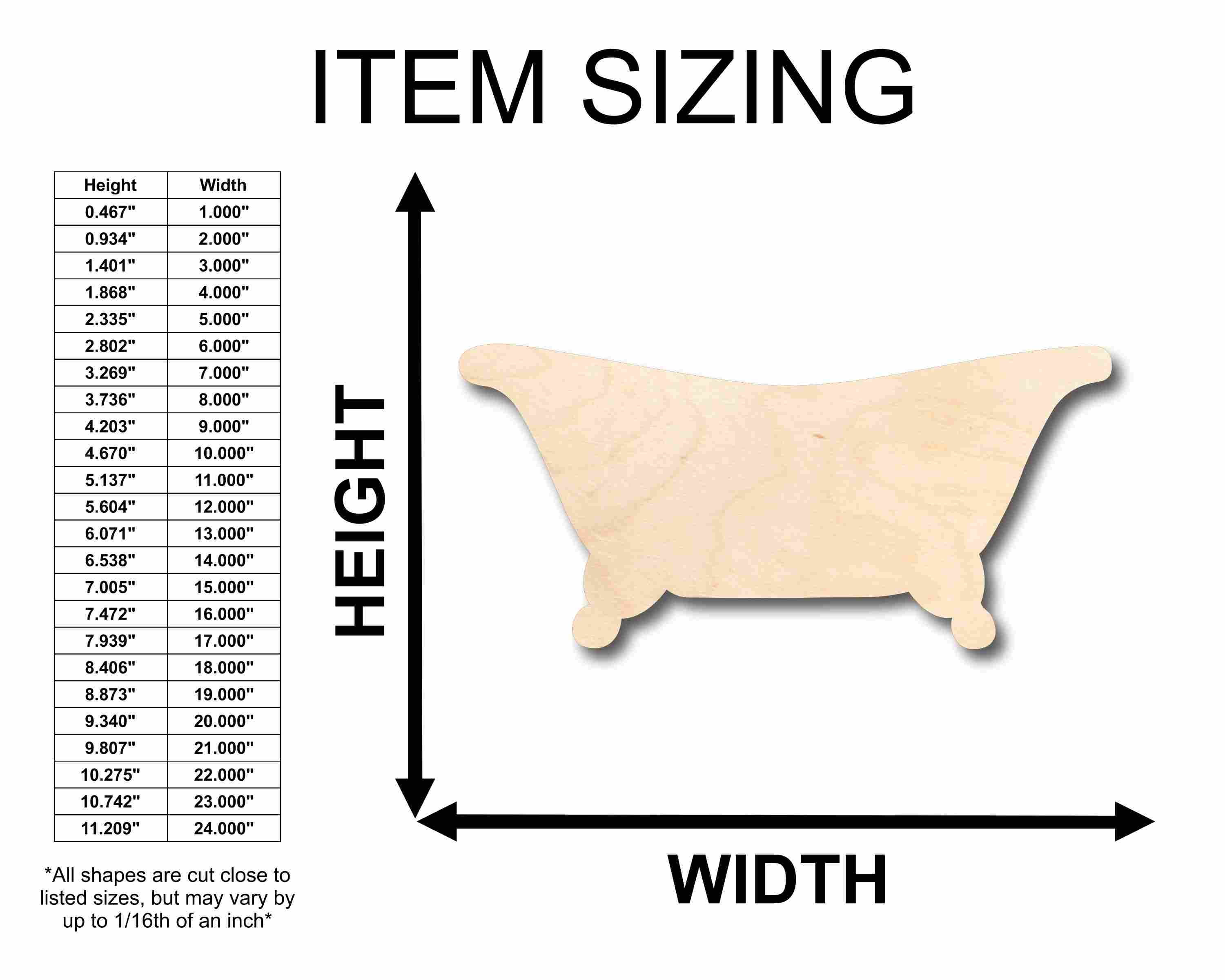 Unfinished Wood Bath Tub Silhouette - Craft- up to 46" DIY - Image 2