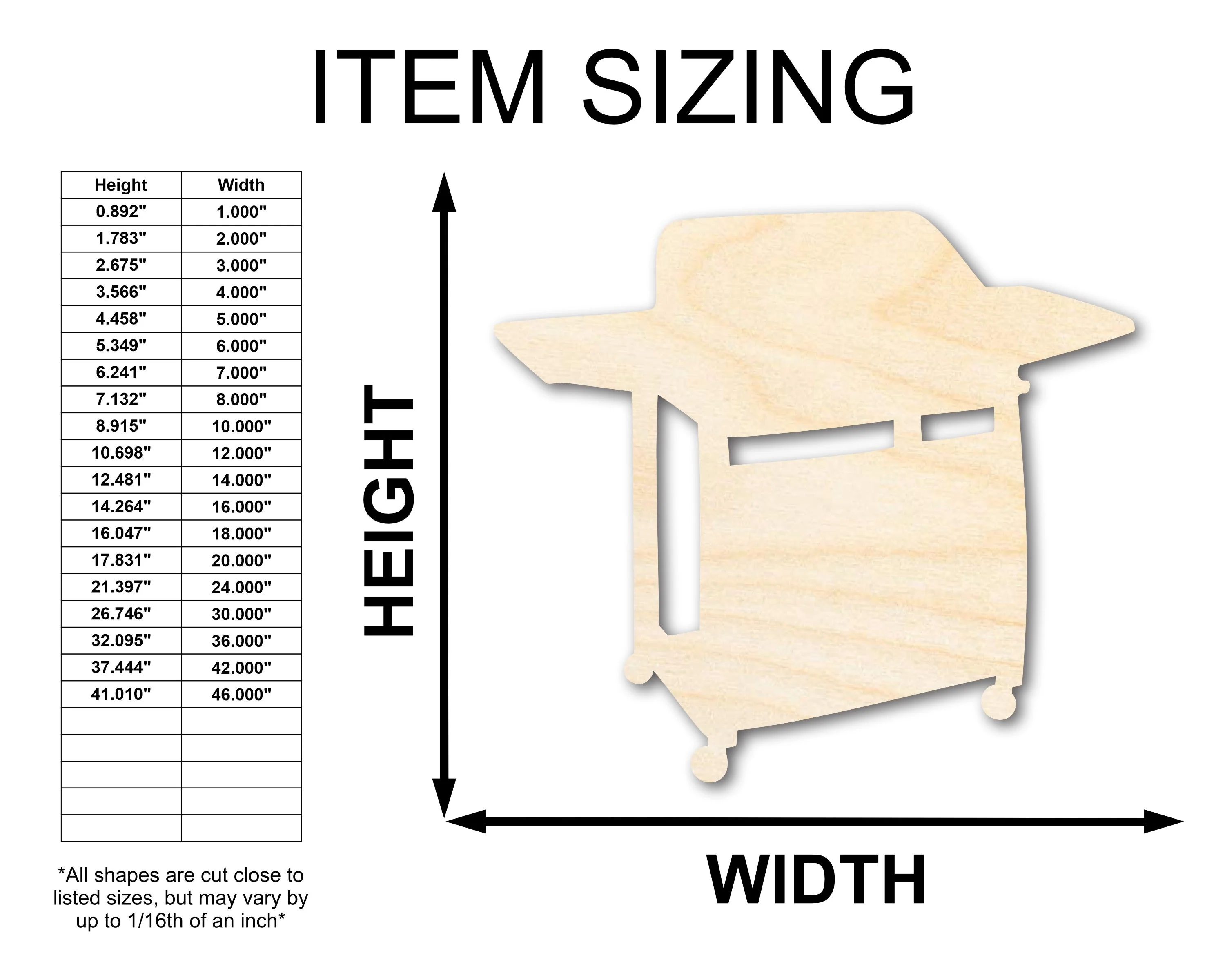 Unfinished Wood BBQ Grill Shape - Craft - up to 46" DIY - Image 2