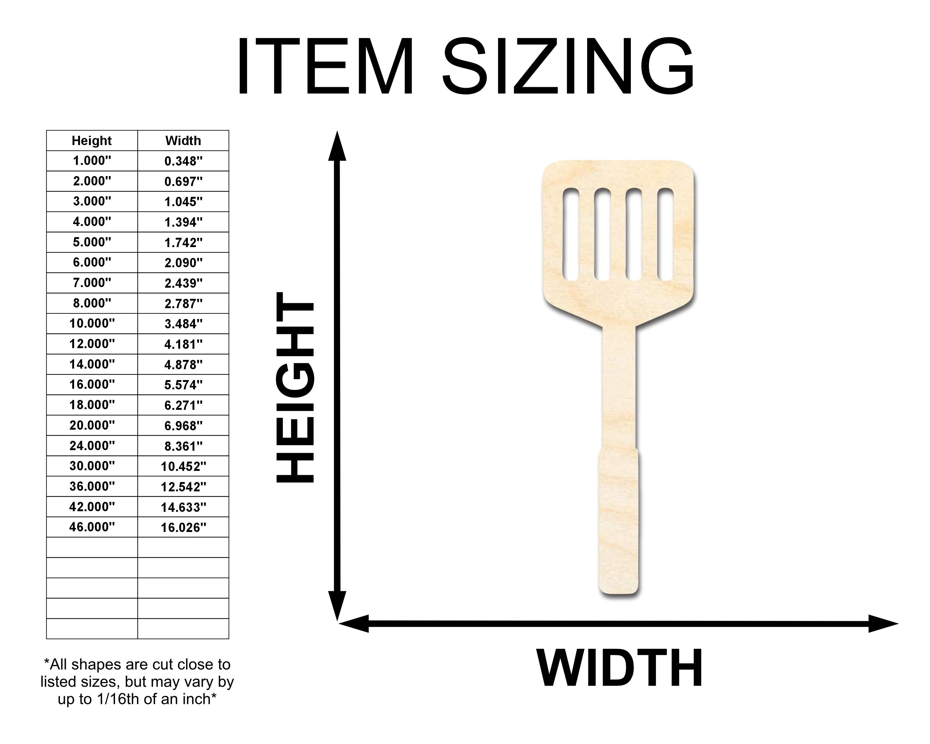 Unfinished Wood BBQ Slotted Turner Shape | Craft Cutout | up to 46" DIY - Image 2