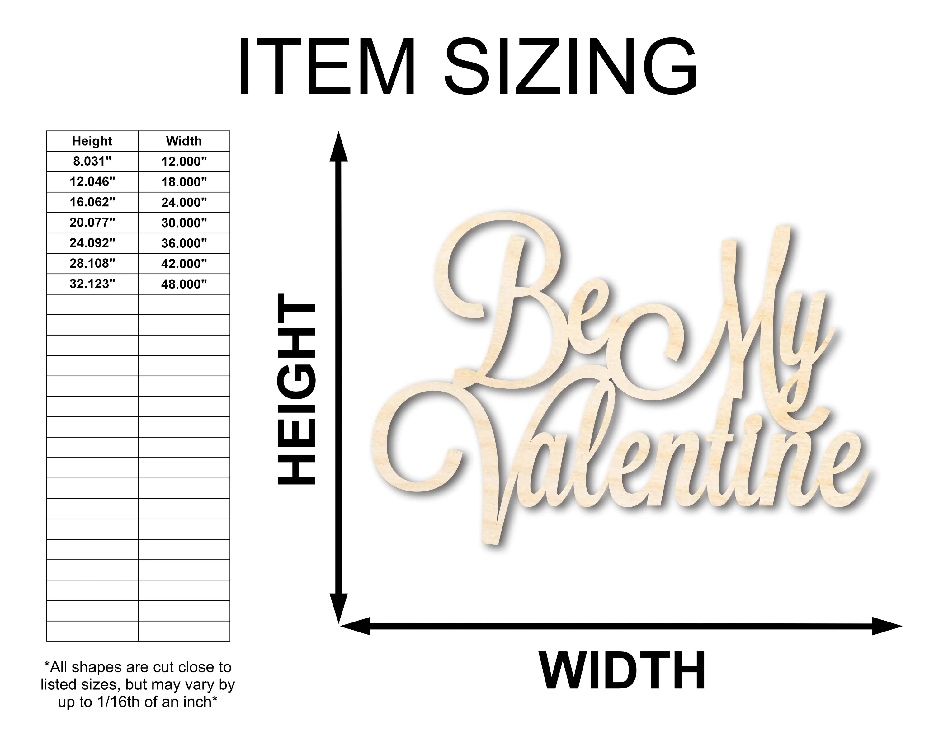 Unfinished Wood Be My Valentine Shape - Word Craft - up to 46" - Image 2