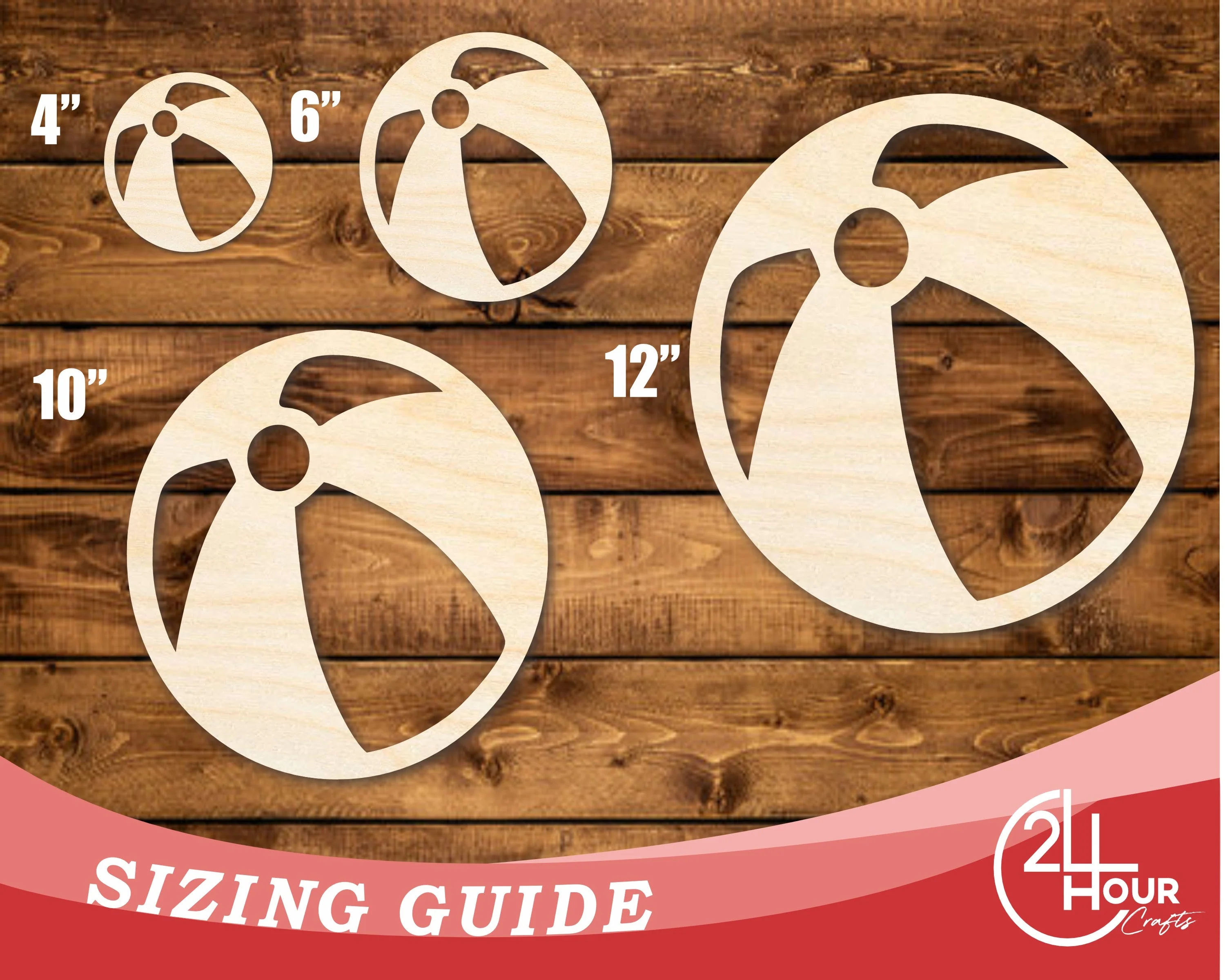 Unfinished Wood Beach Ball Shape | DIY Craft Cutout | up to 46" DIY - Image 3