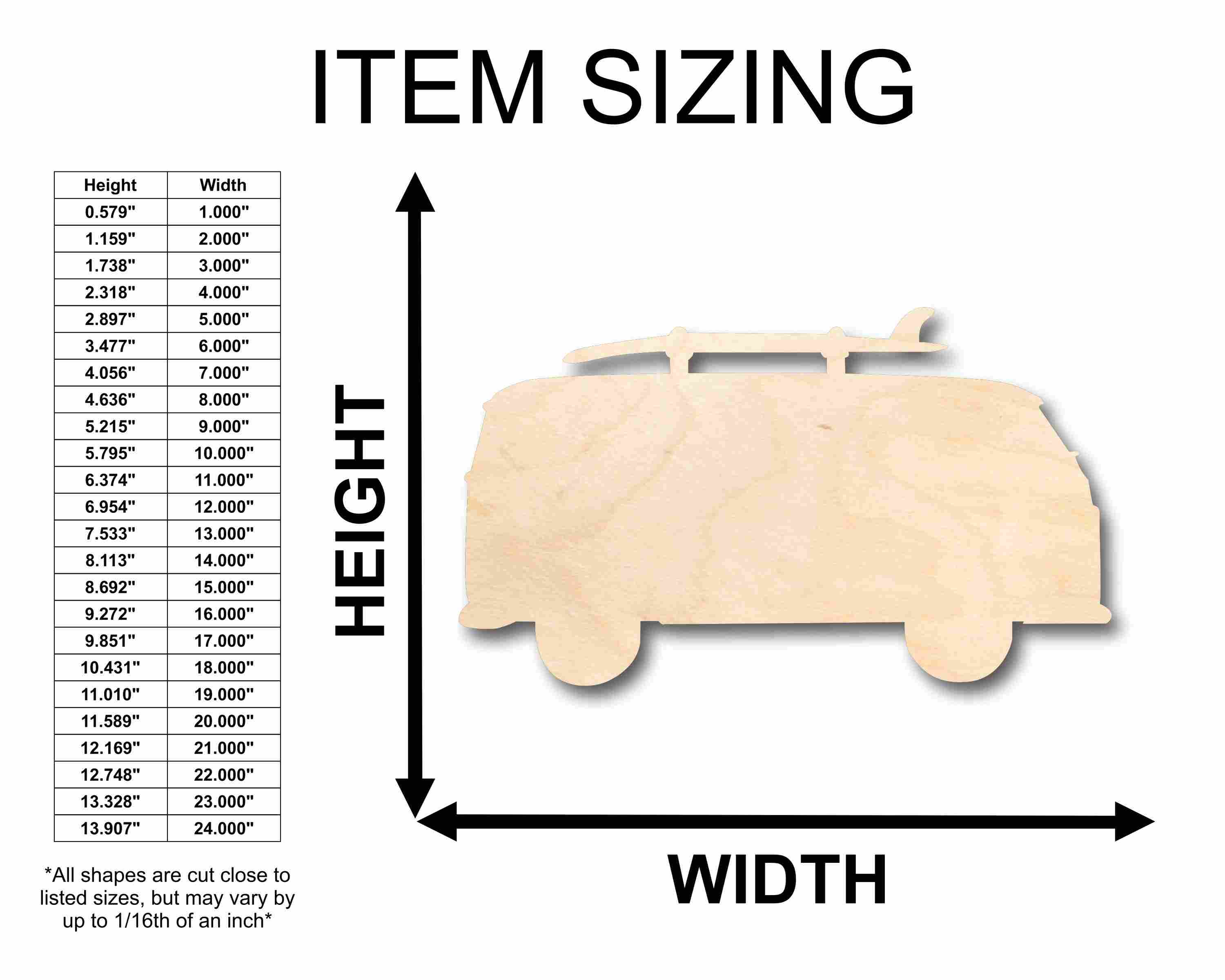 Unfinished Wood Beach Bus Surf Board Silhouette - Craft- up to 46" DIY - Image 2