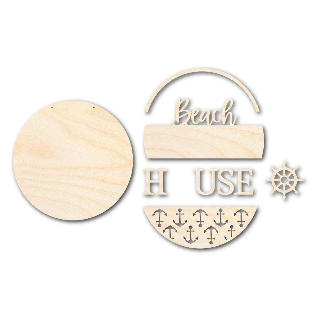 Unfinished Wood Beach House Door Sign Kit | Wood Craft Cutouts | 1/4" Thick | - Image 3