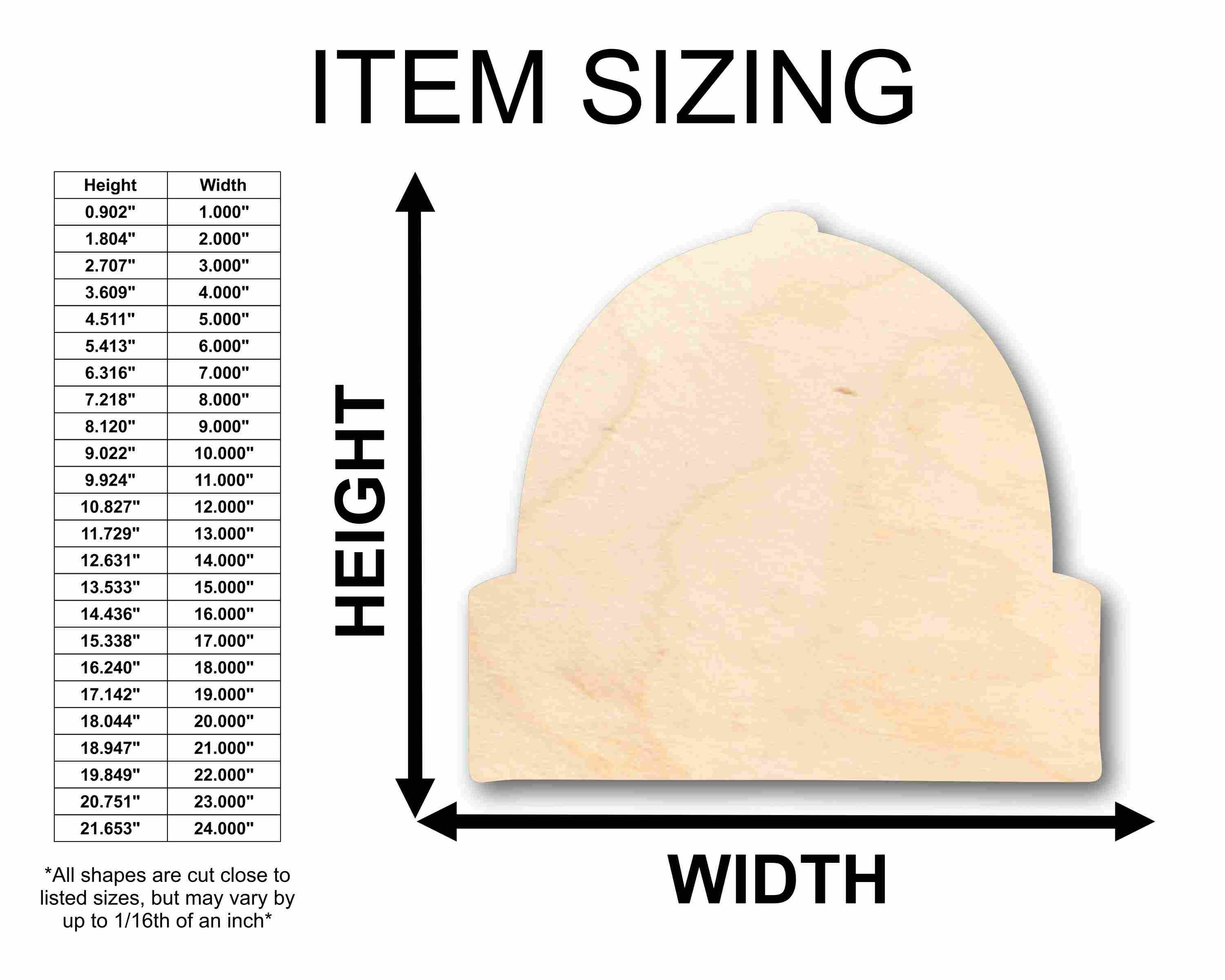 Unfinished Wood Beanie Hat Silhouette - Craft- up to 46" DIY - Image 2