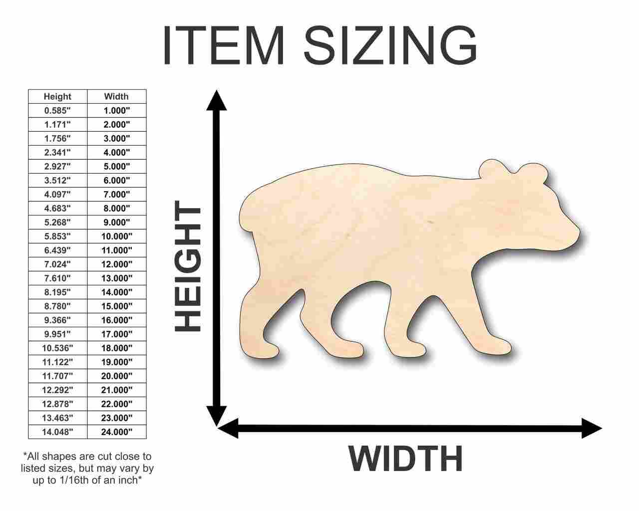 Unfinished Wood Bear Cub Shape - Animal - Craft - up to 46" DIY - Image 2