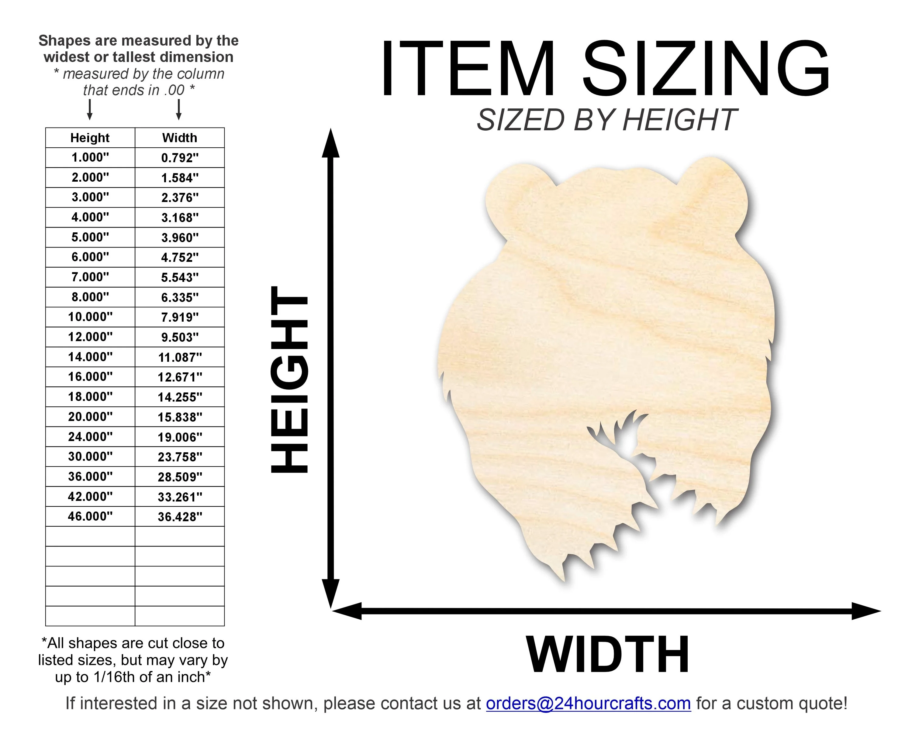 Unfinished Wood Bear Mascot Shape | DIY Craft Cutout | up to 46" DIY - Image 2