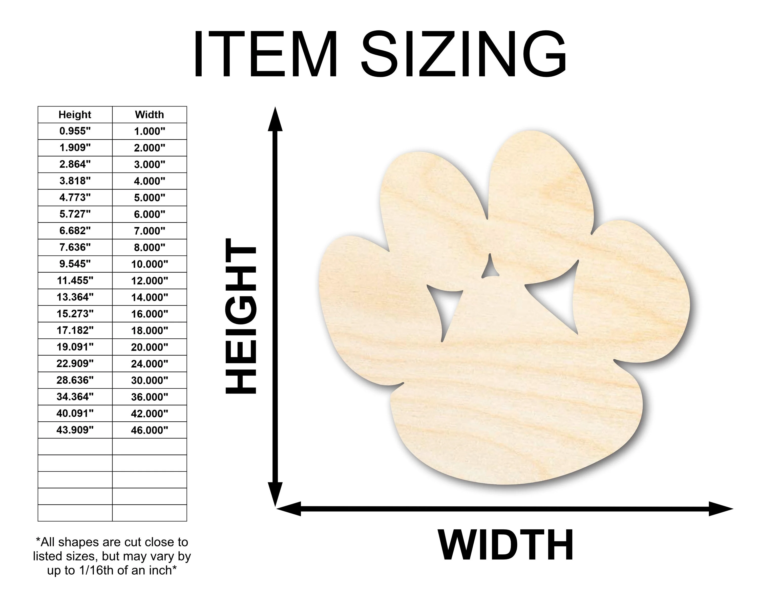 Unfinished Wood Bear Paw Shape - Craft - up to 46" - Image 2