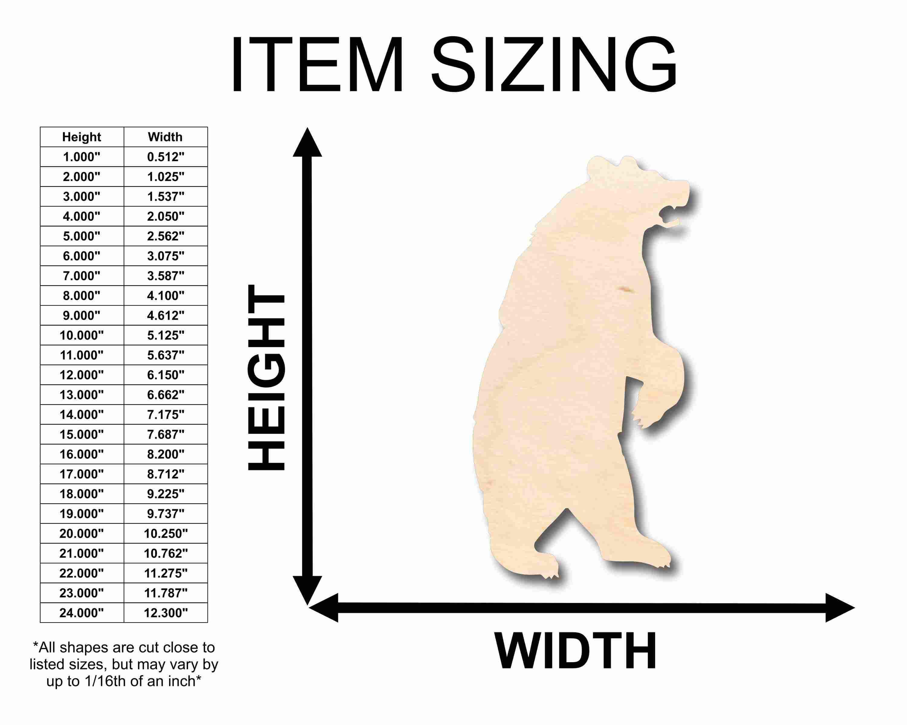 Unfinished Wood Bear Standing Silhouette - Craft- up to 46" DIY - Image 2