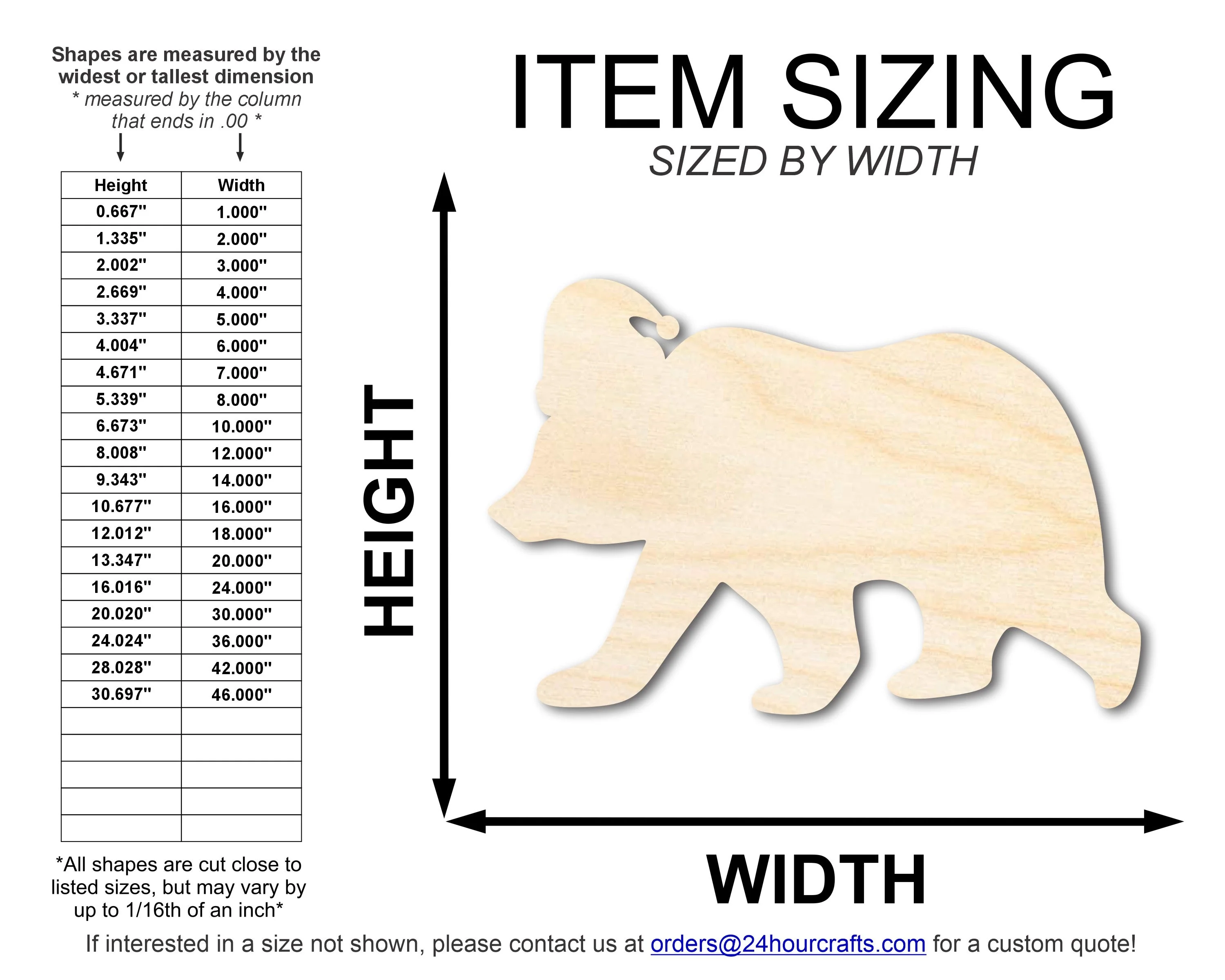 Unfinished Wood Bear With Santa Hat Shape | DIY Craft Cutout | up to 46" DIY - Image 2