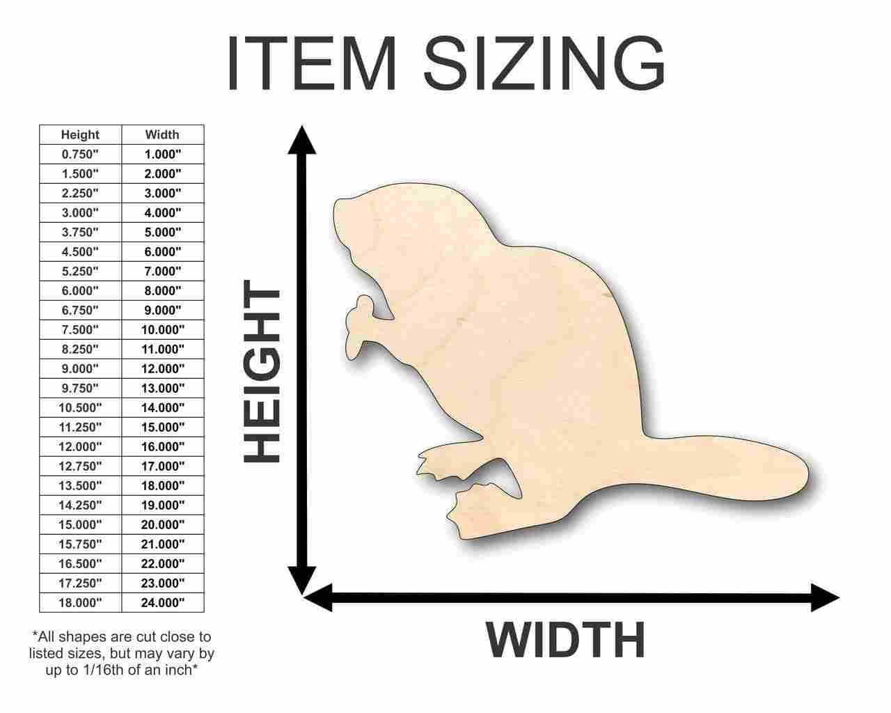 Unfinished Wood Beaver Shape - Animal - Craft - up to 46" DIY - Image 2