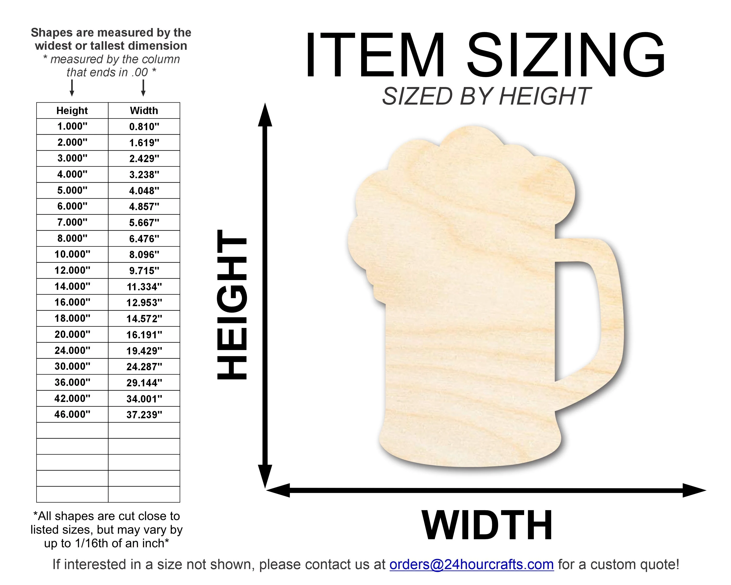 Unfinished Wood Beer Mug Shape | DIY Craft Cutout | up to 46" DIY - Image 2