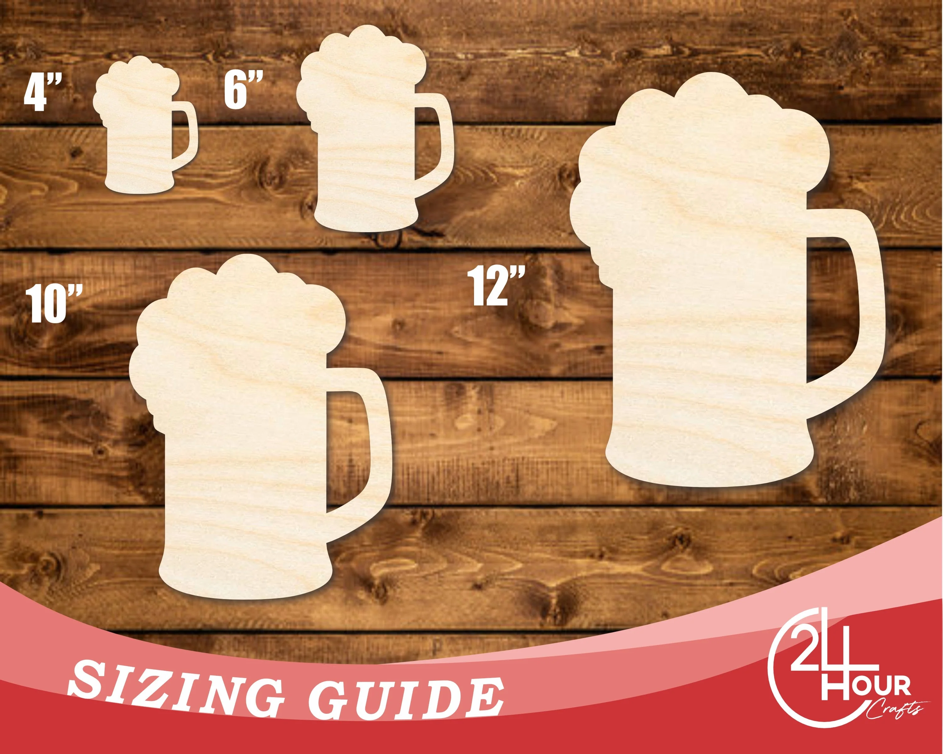 Unfinished Wood Beer Mug Shape | DIY Craft Cutout | up to 46" DIY - Image 3