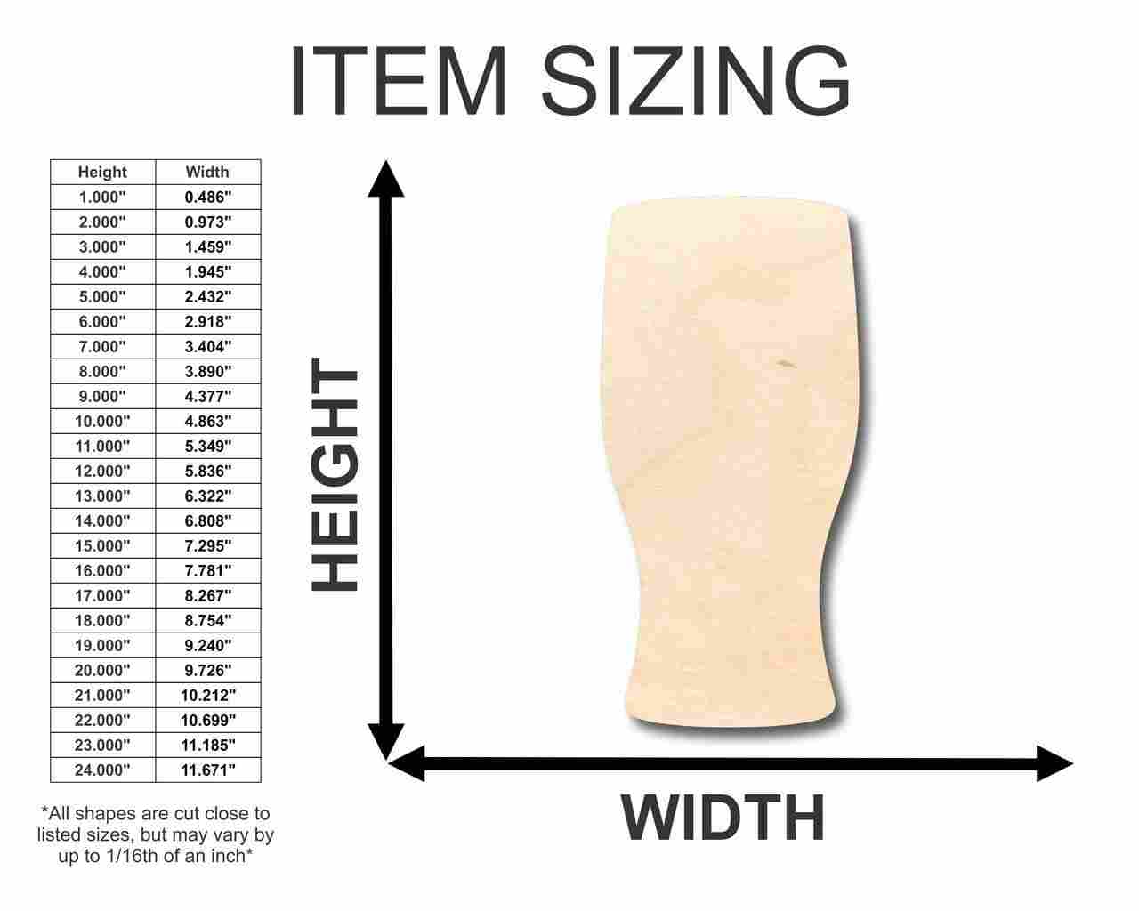Unfinished Wood Beer Pint Glass Shape - Bar Decor - Craft - up to 46" DIY - Image 2