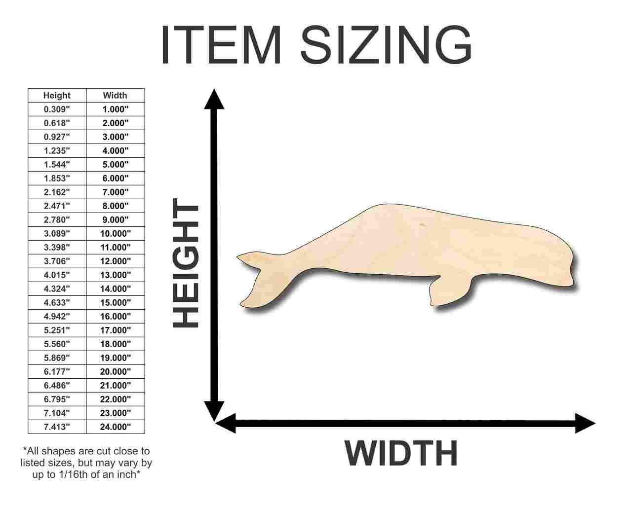 Unfinished Wood Beluga Whale Shape - Ocean - Craft - up to 46" DIY - Image 2