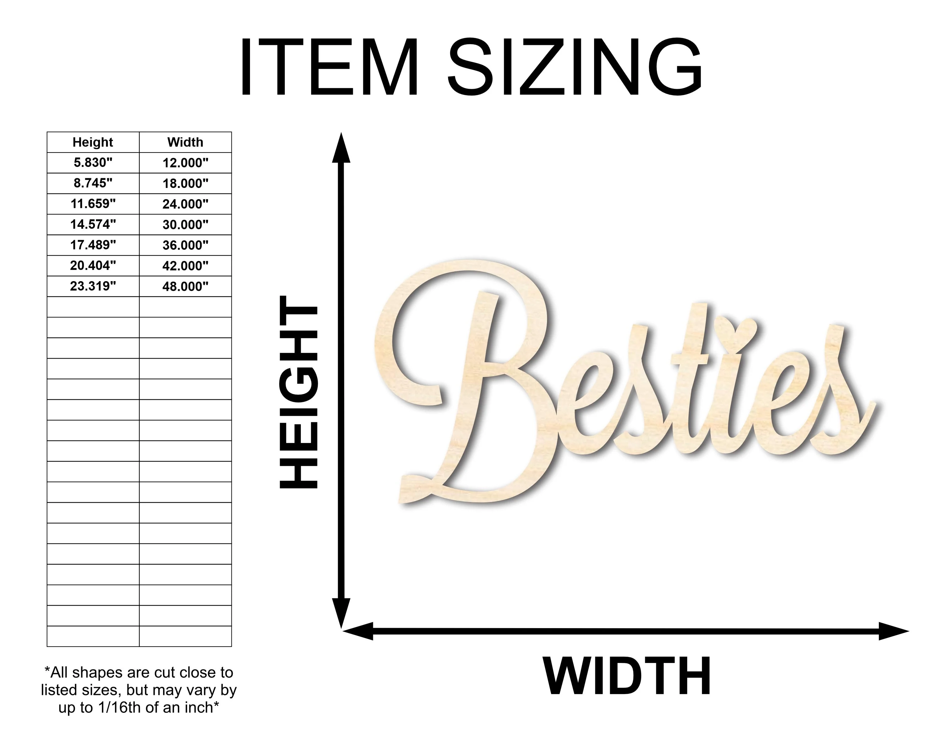Unfinished Wood Besties Shape - Word Craft - up to 46" - Image 2