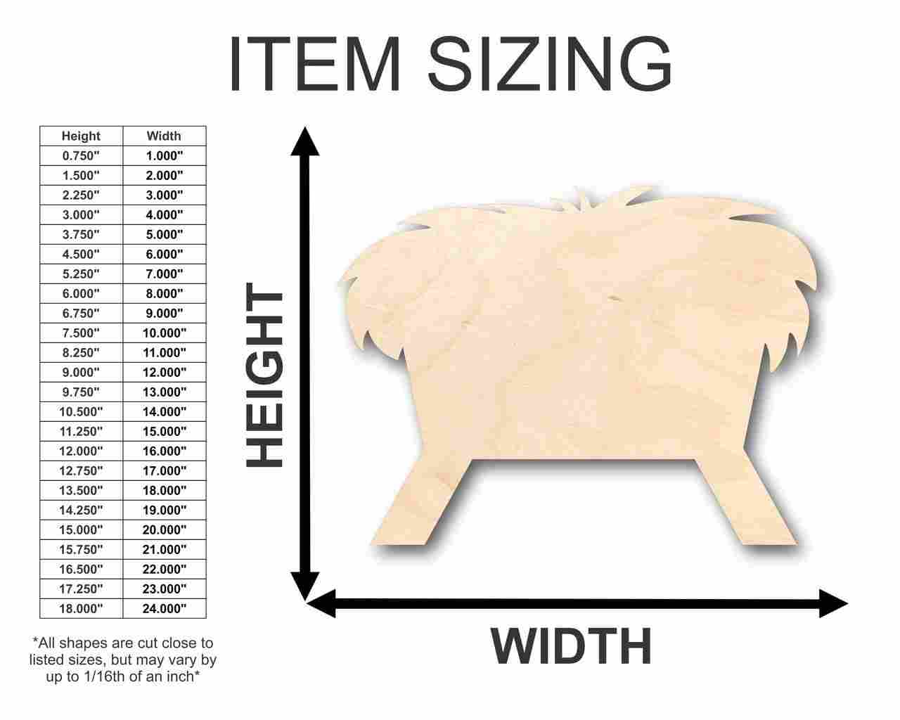 Unfinished Wood Bethlehem Manger Shape - Christmas - Craft - up to 46" DIY - Image 2
