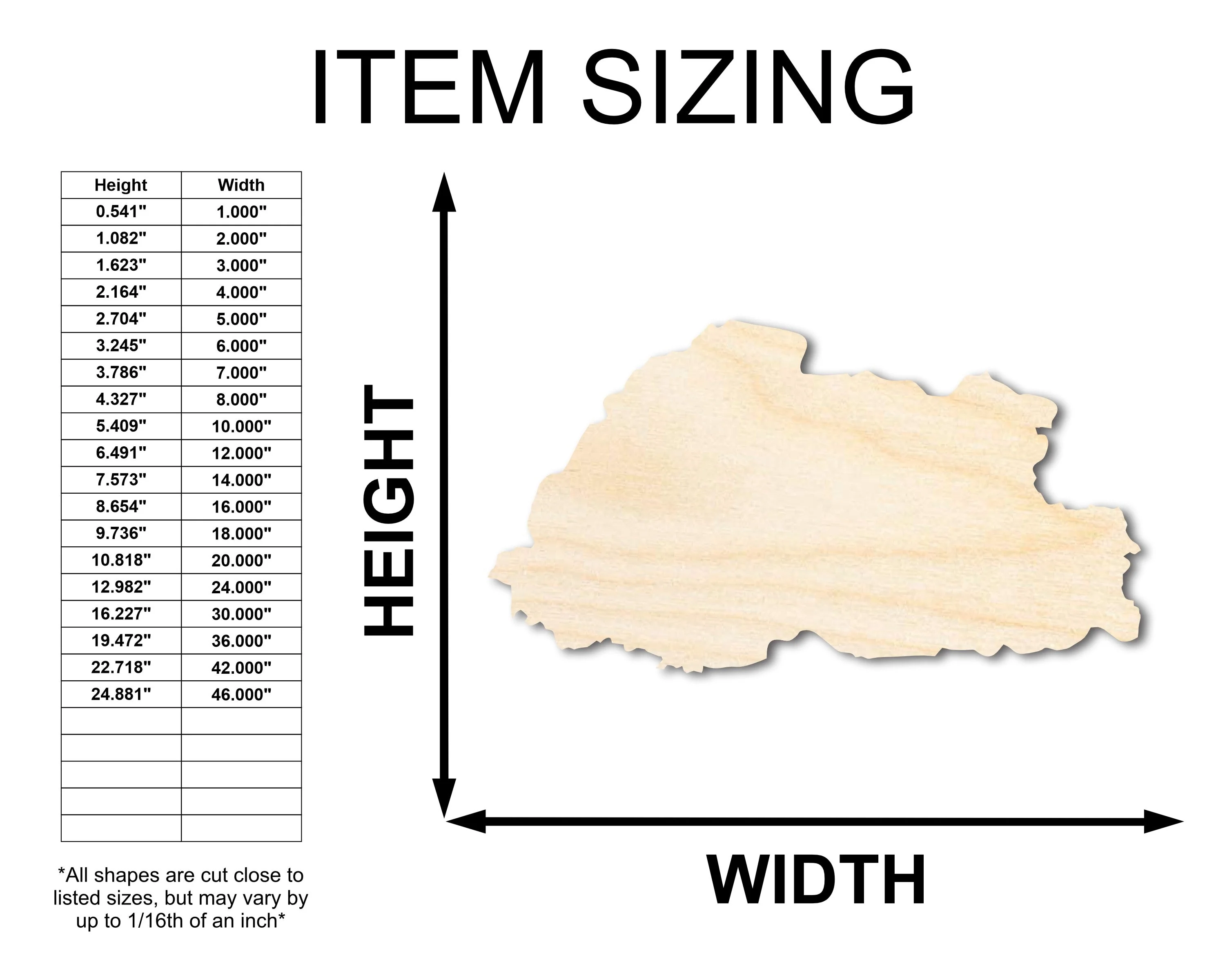 Unfinished Wood Bhutan Country Shape - South Asia Craft - up to 46" DIY - Image 2