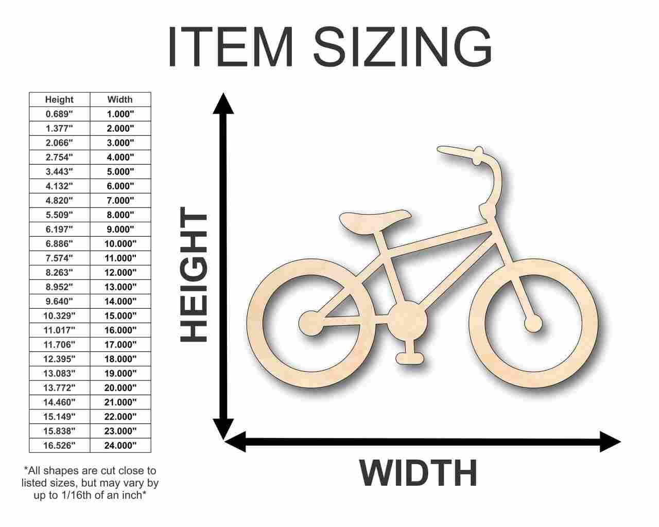 Unfinished Wood Bicycle Bike Shape - Craft - up to 46" DIY - Image 2