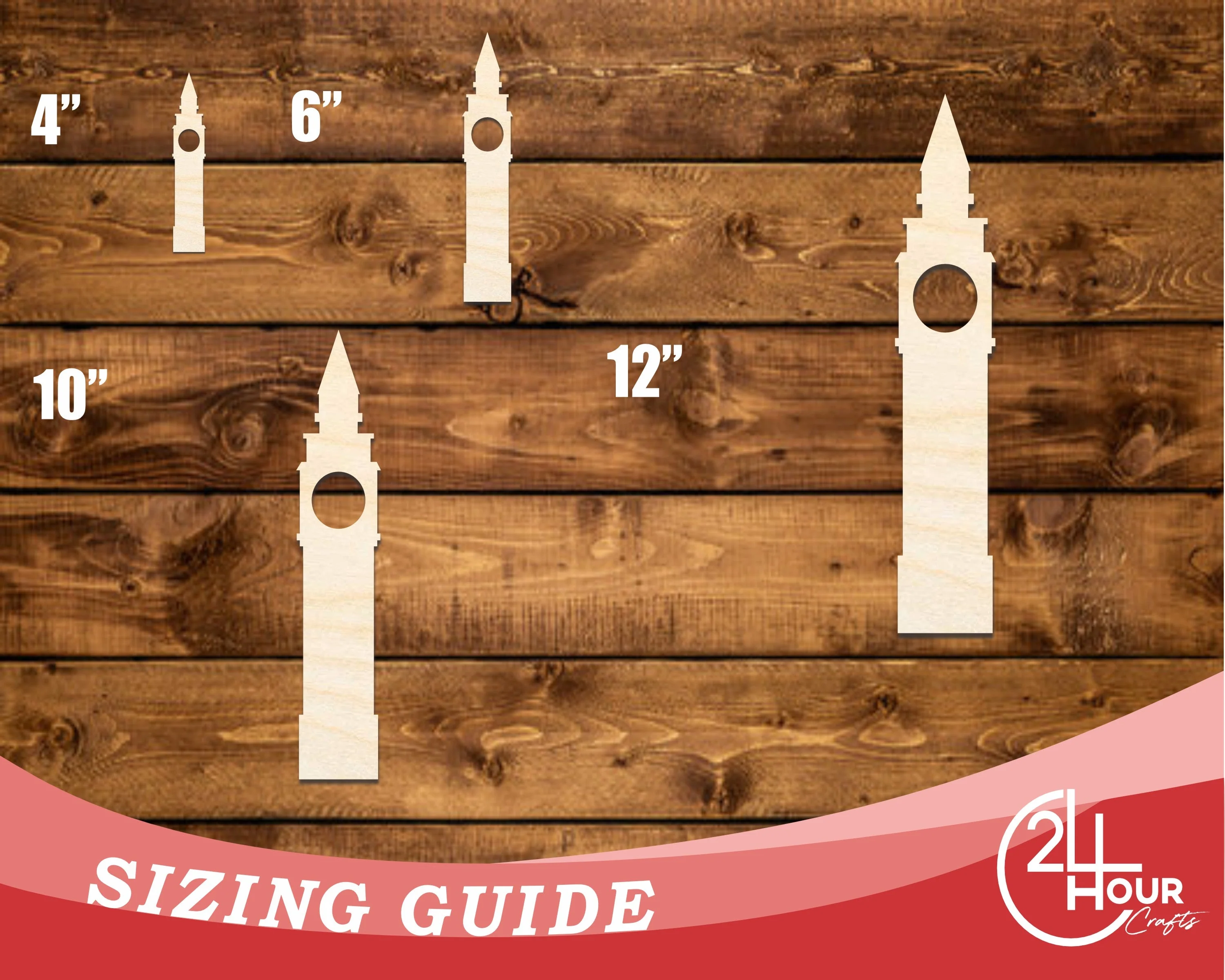 Unfinished Wood Big Ben Shape | DIY Craft Cutout | up to 46" DIY - Image 3