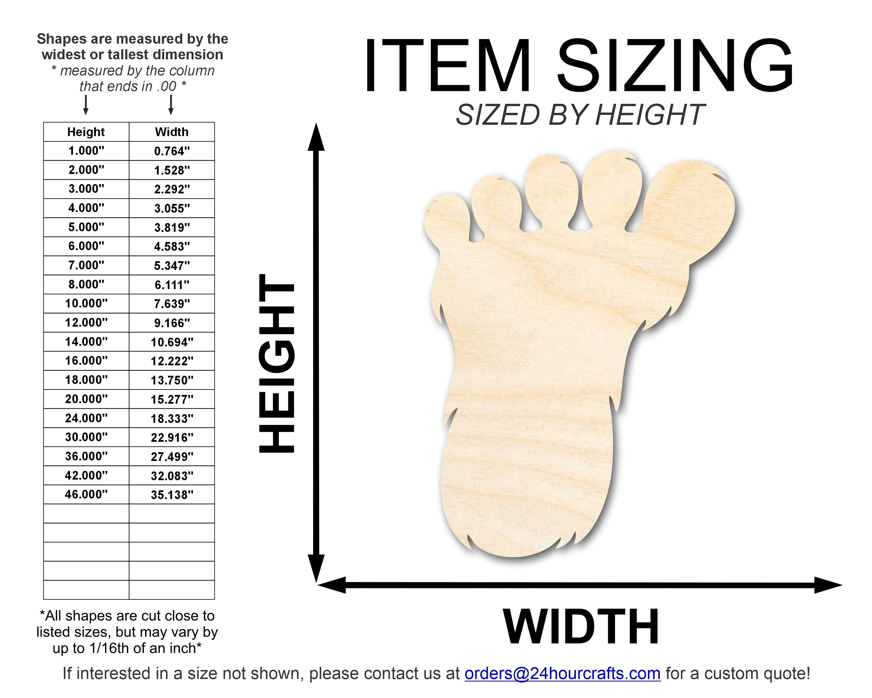 Unfinished Wood Bigfoot Print Shape | DIY Craft Cutout | up to 46" DIY - Image 2