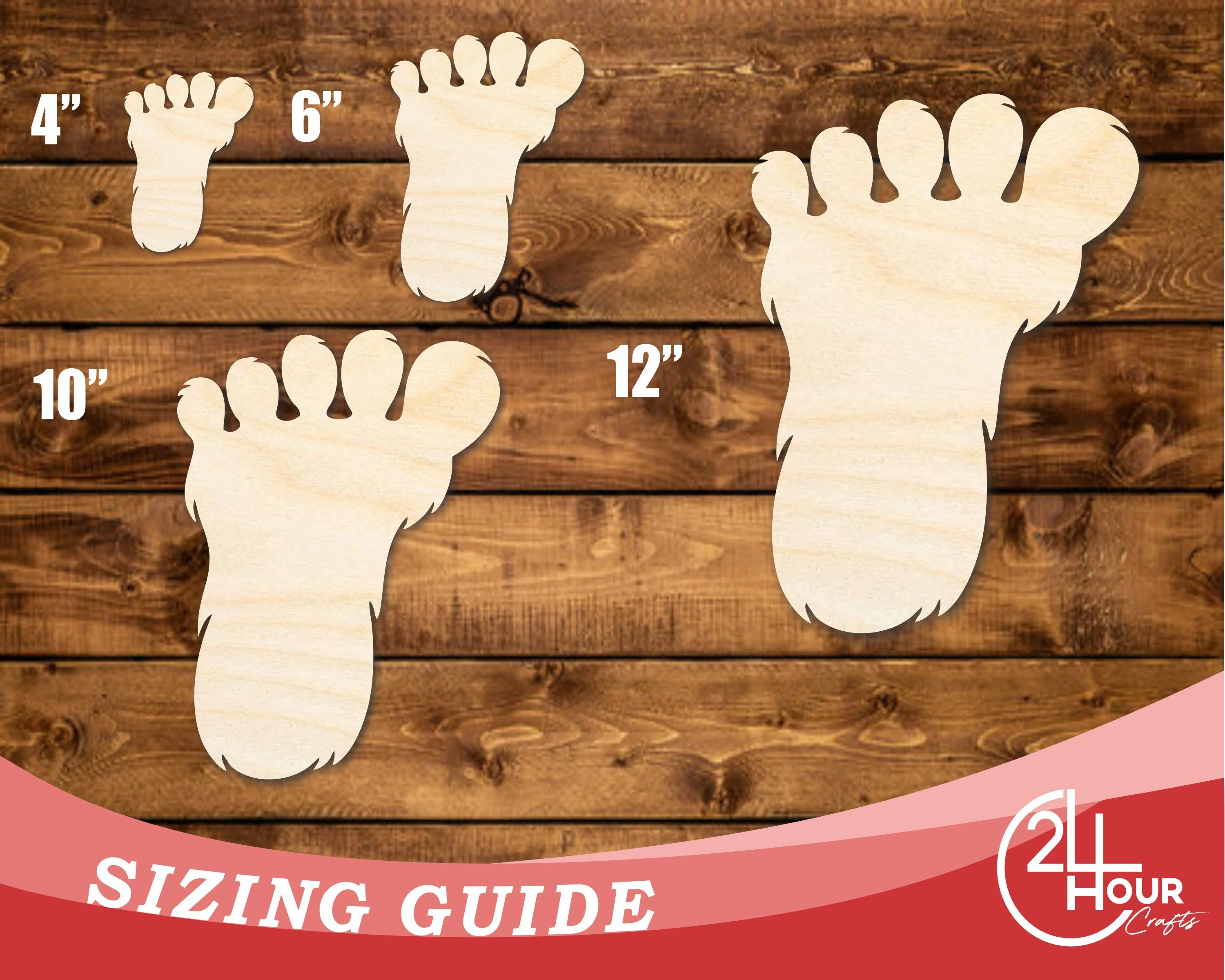 Unfinished Wood Bigfoot Print Shape | DIY Craft Cutout | up to 46" DIY - Image 3