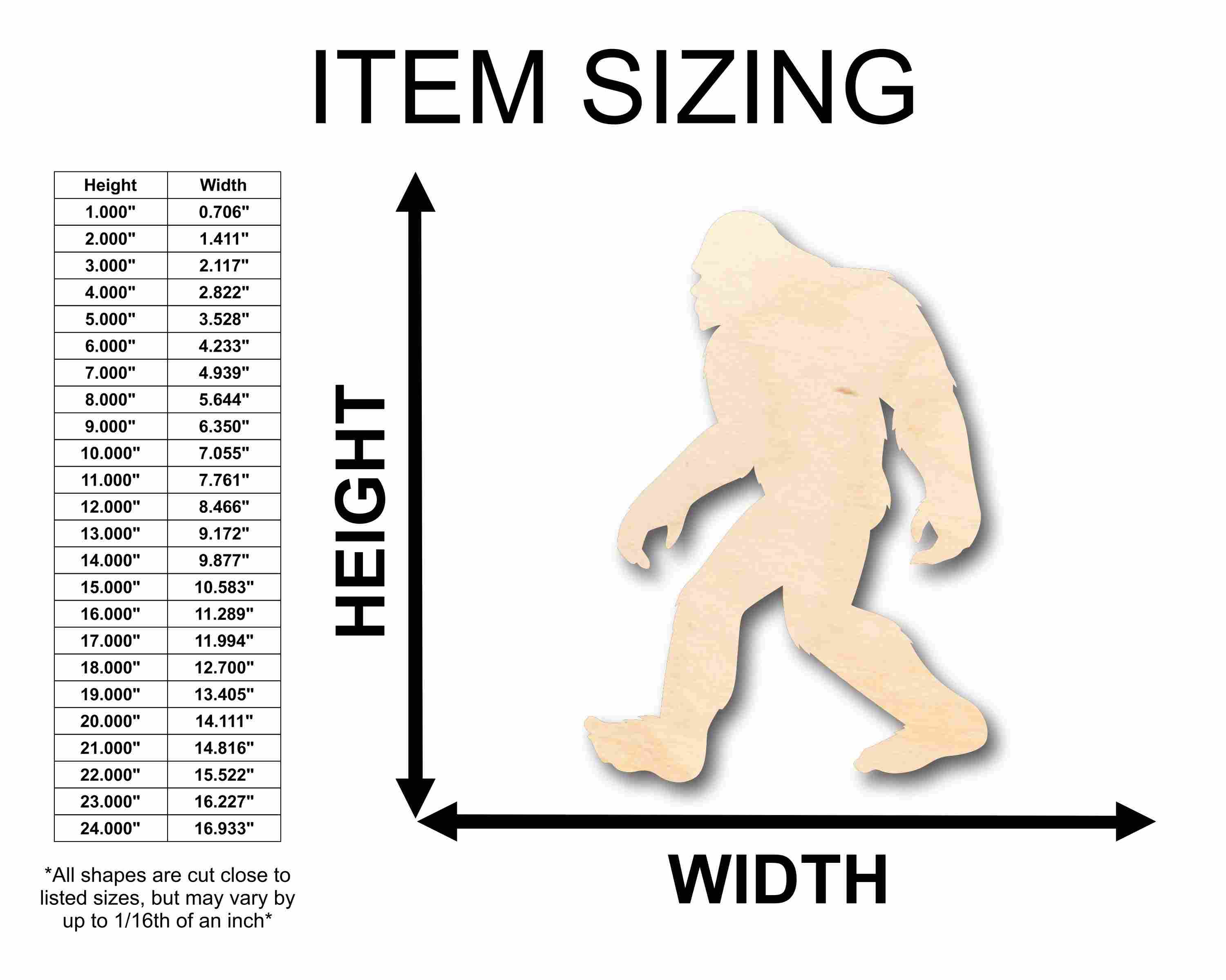 Unfinished Wood Bigfoot Sasquatch Silhouette - Craft- up to 46" DIY - Image 2
