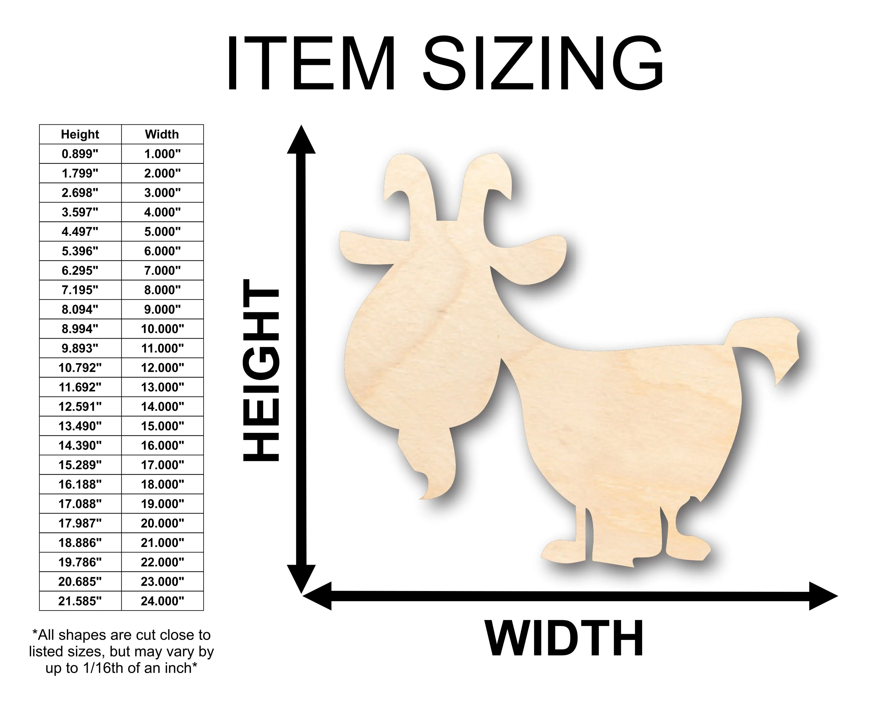 Unfinished Wood Billy Goat Farm Animal Shape - Craft - up to 46" DIY - Image 2