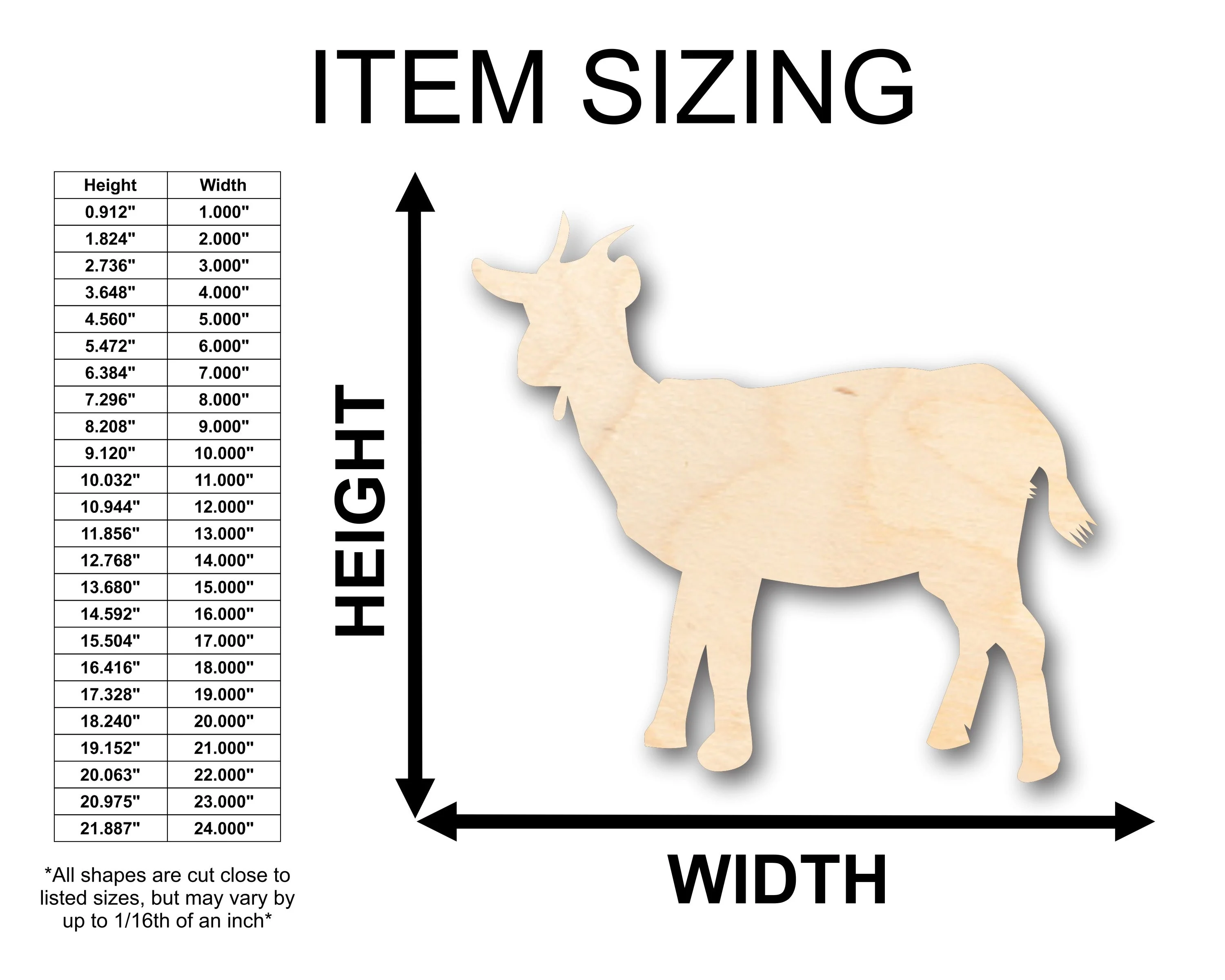Unfinished Wood Billy Goat Farm Animal Shape - Craft - up to 46" DIY - Image 2