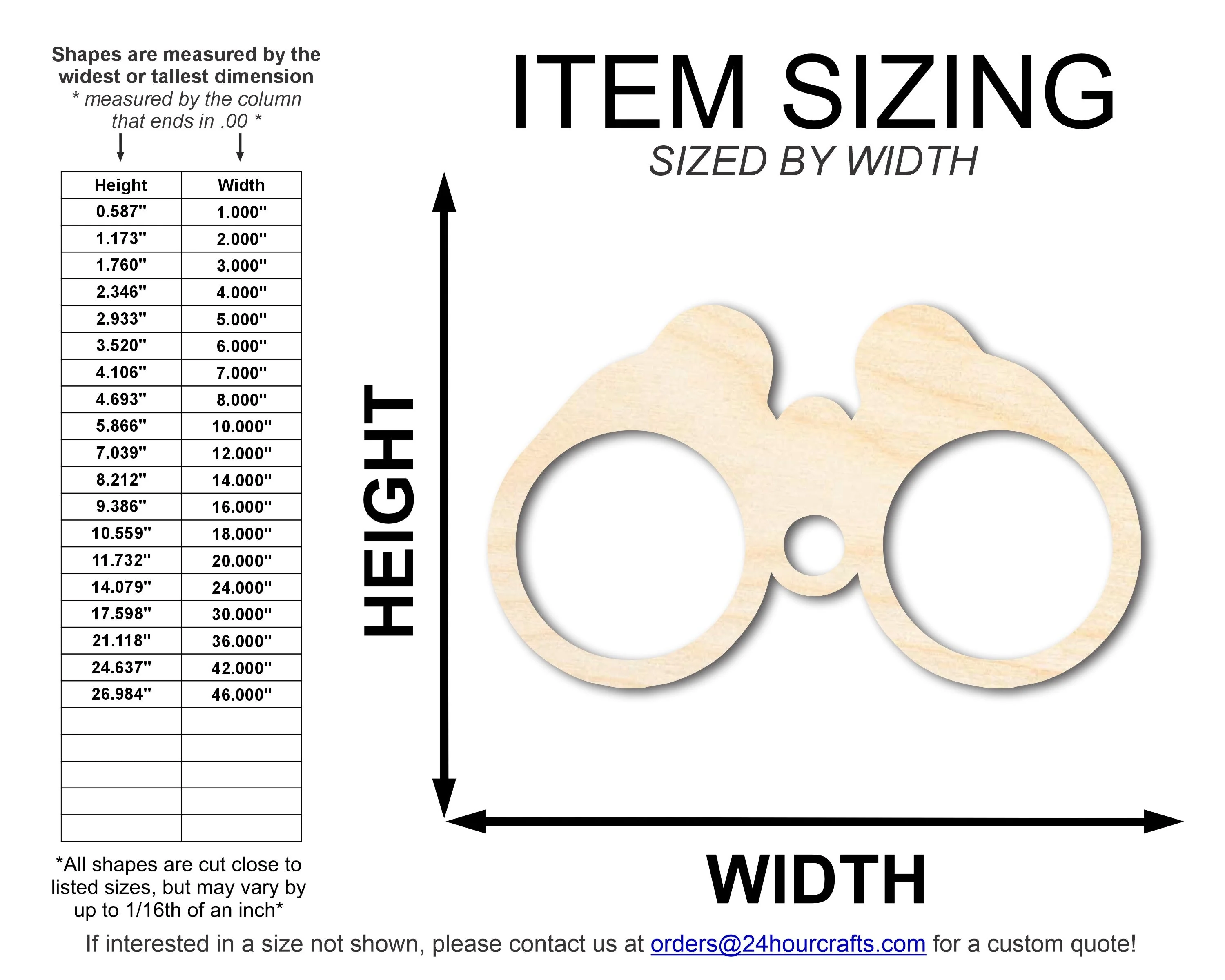 Unfinished Wood Binoculars Shape | DIY Craft Cutout | up to 46" DIY - Image 2