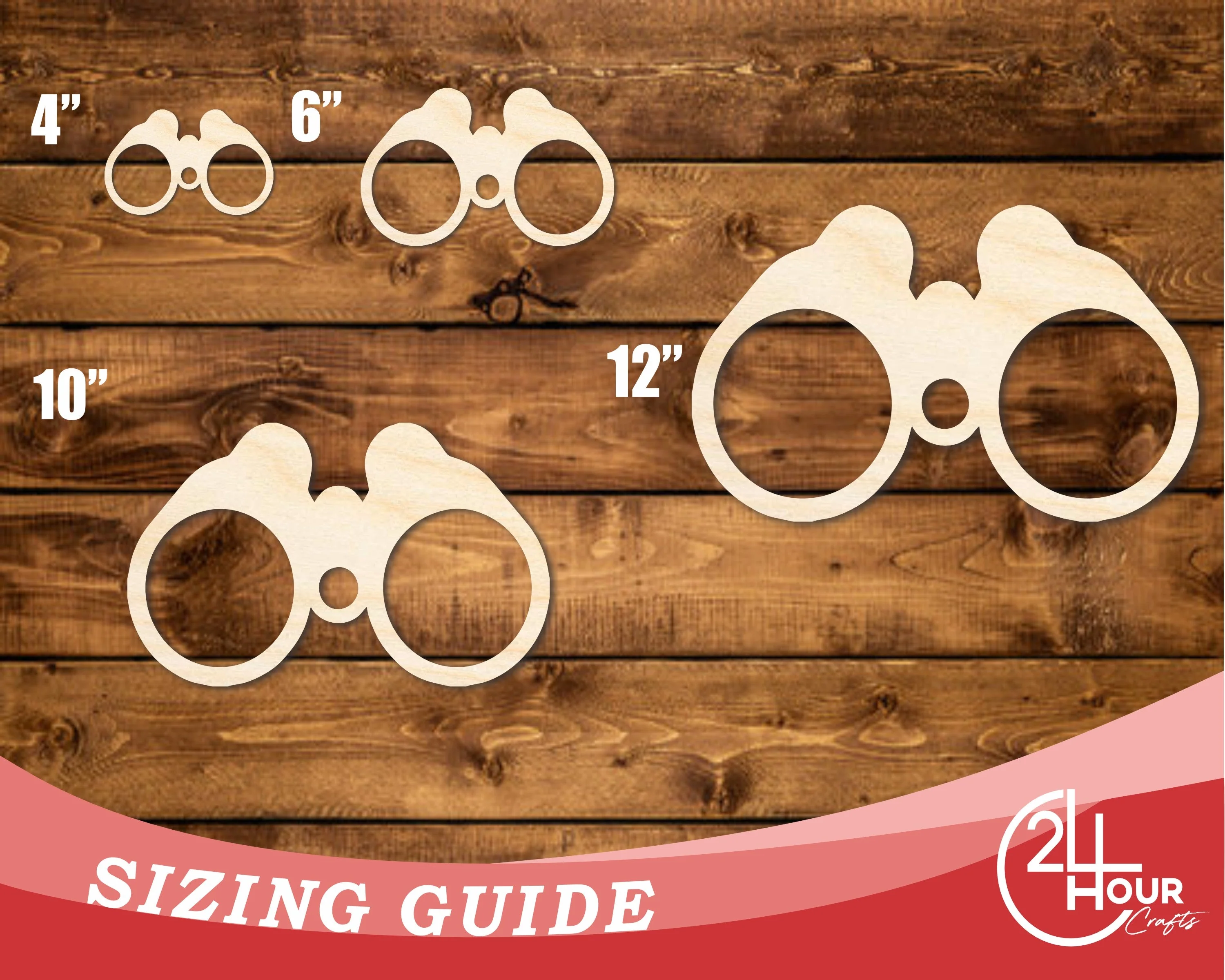 Unfinished Wood Binoculars Shape | DIY Craft Cutout | up to 46" DIY - Image 3