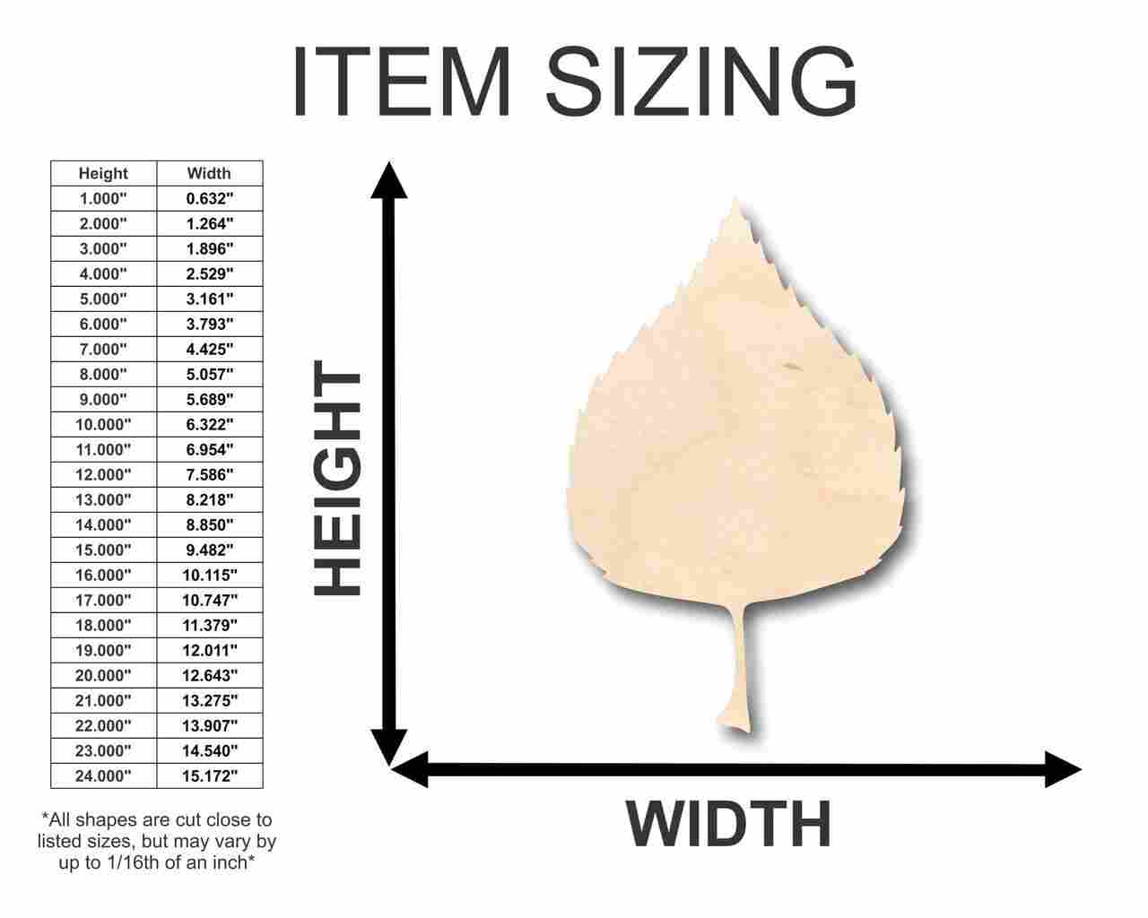 Unfinished Wood Birch Leaf Shape - Fall - Craft - up to 46" DIY - Image 2
