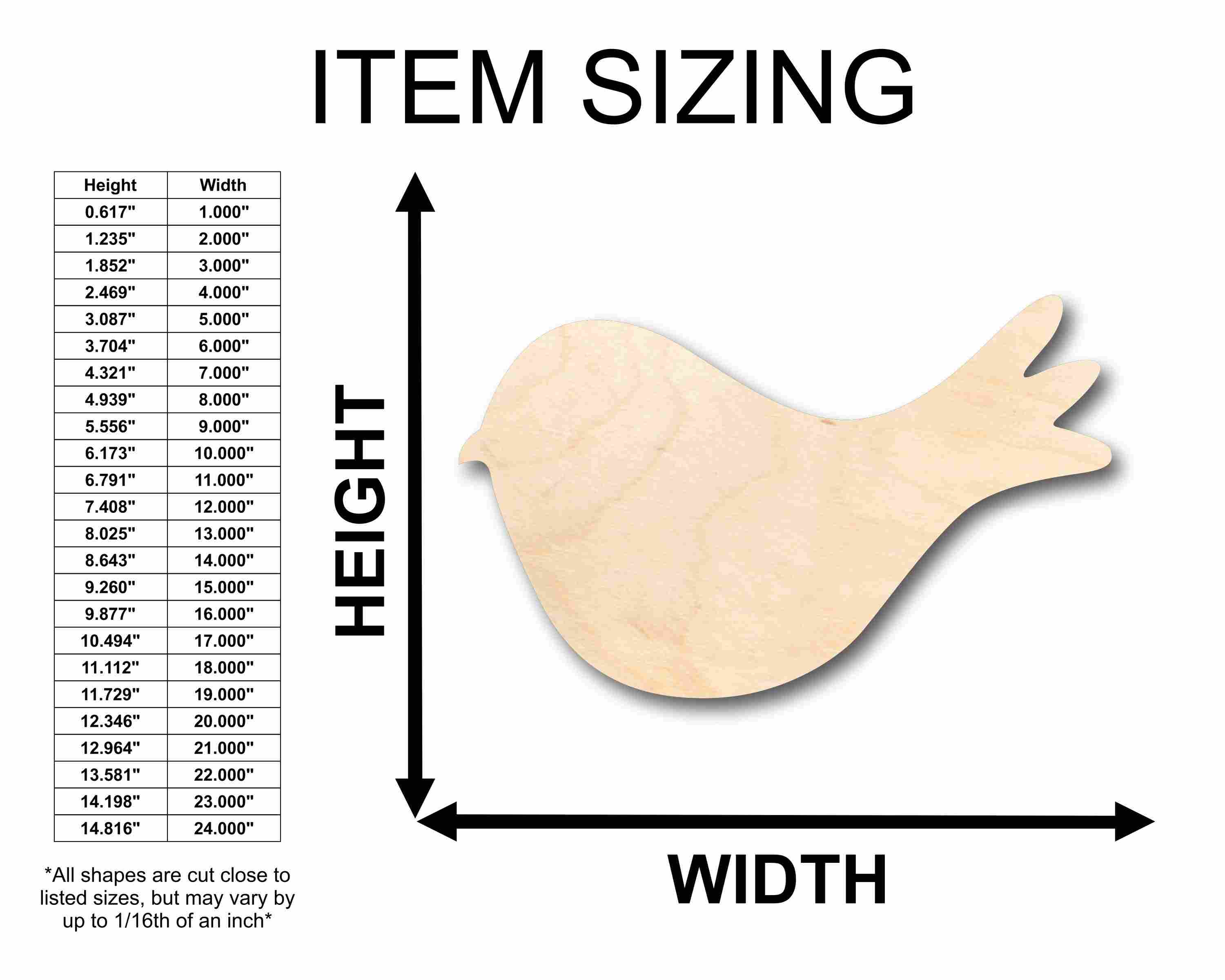 Unfinished Wood Bird Cute Craft Silhouette - Craft- up to 46" DIY - Image 2