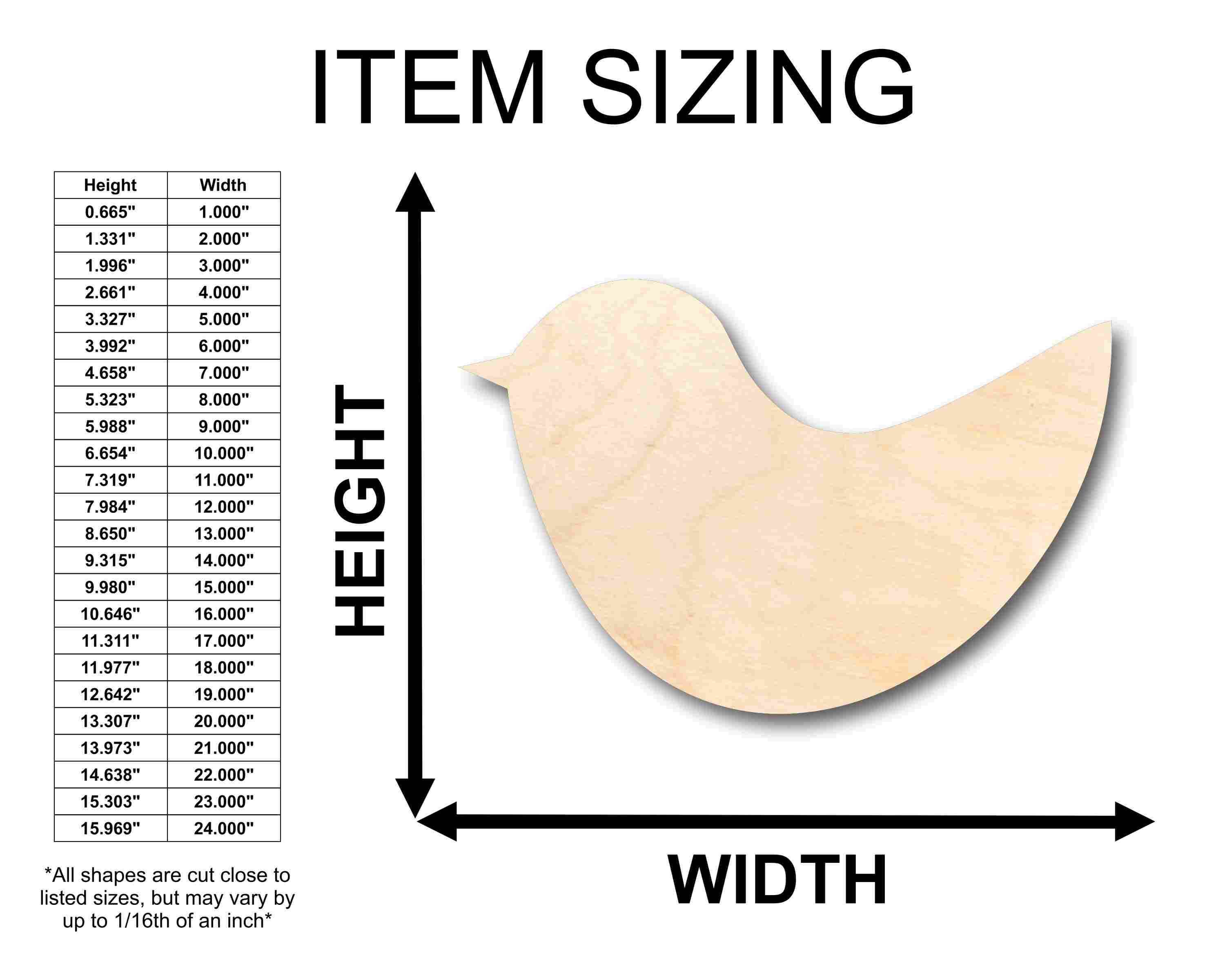Unfinished Wood Bird Cute Craft Silhouette - Craft- up to 46" DIY - Image 2