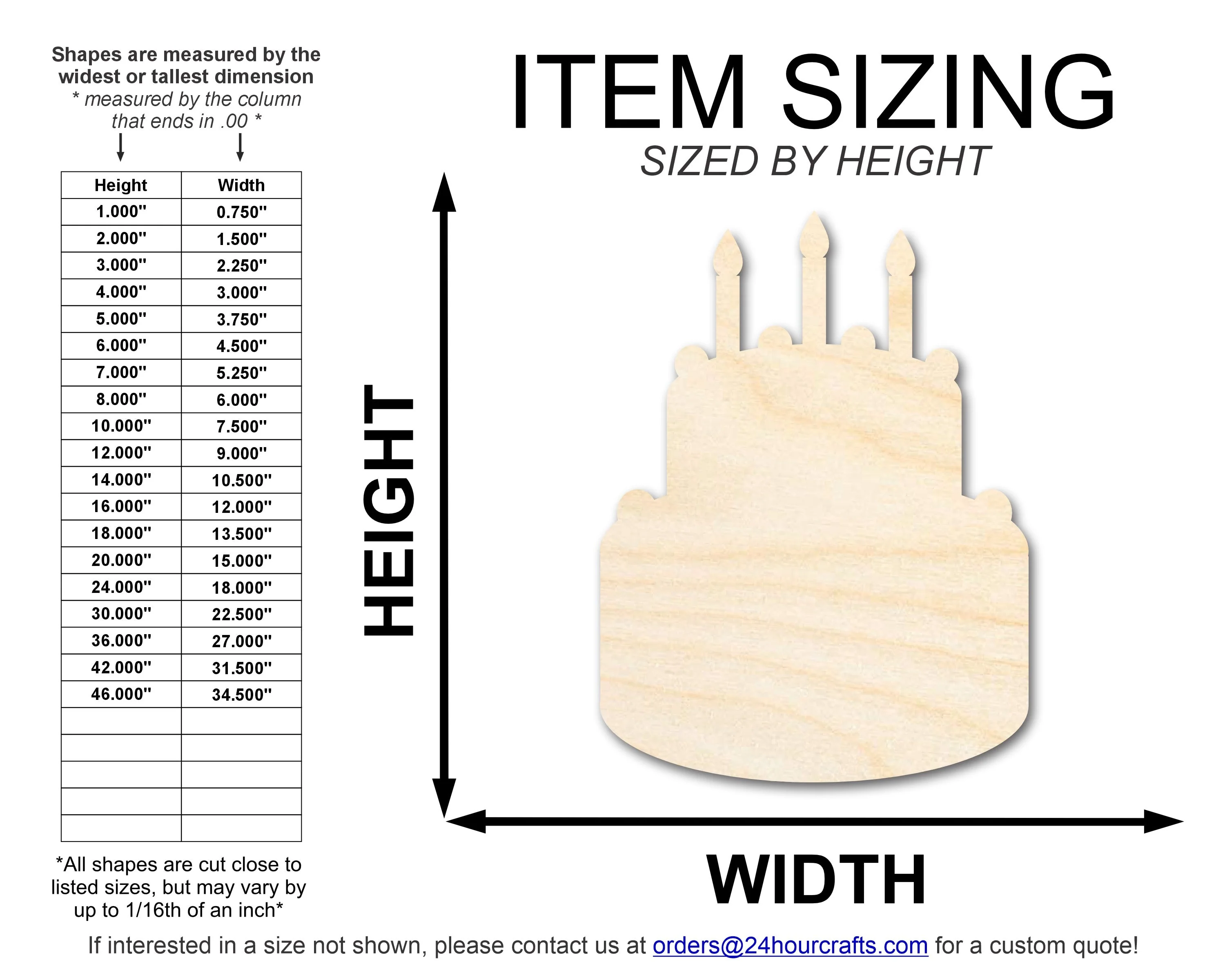 Unfinished Wood Birthday Cake Shape | DIY Craft Cutout | Up to 36" - Image 2
