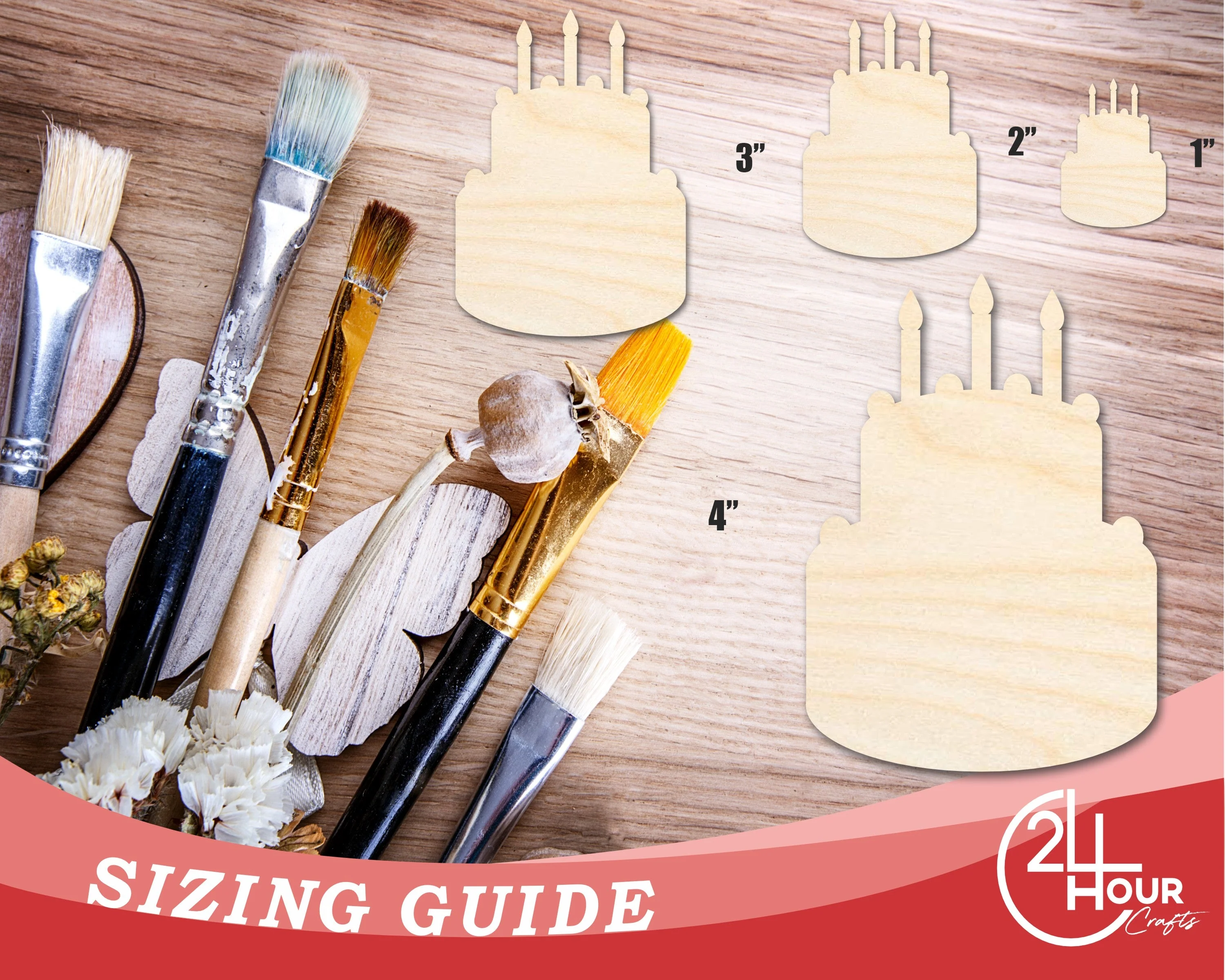 Unfinished Wood Birthday Cake Shape | DIY Craft Cutout | Up to 36" - Image 3