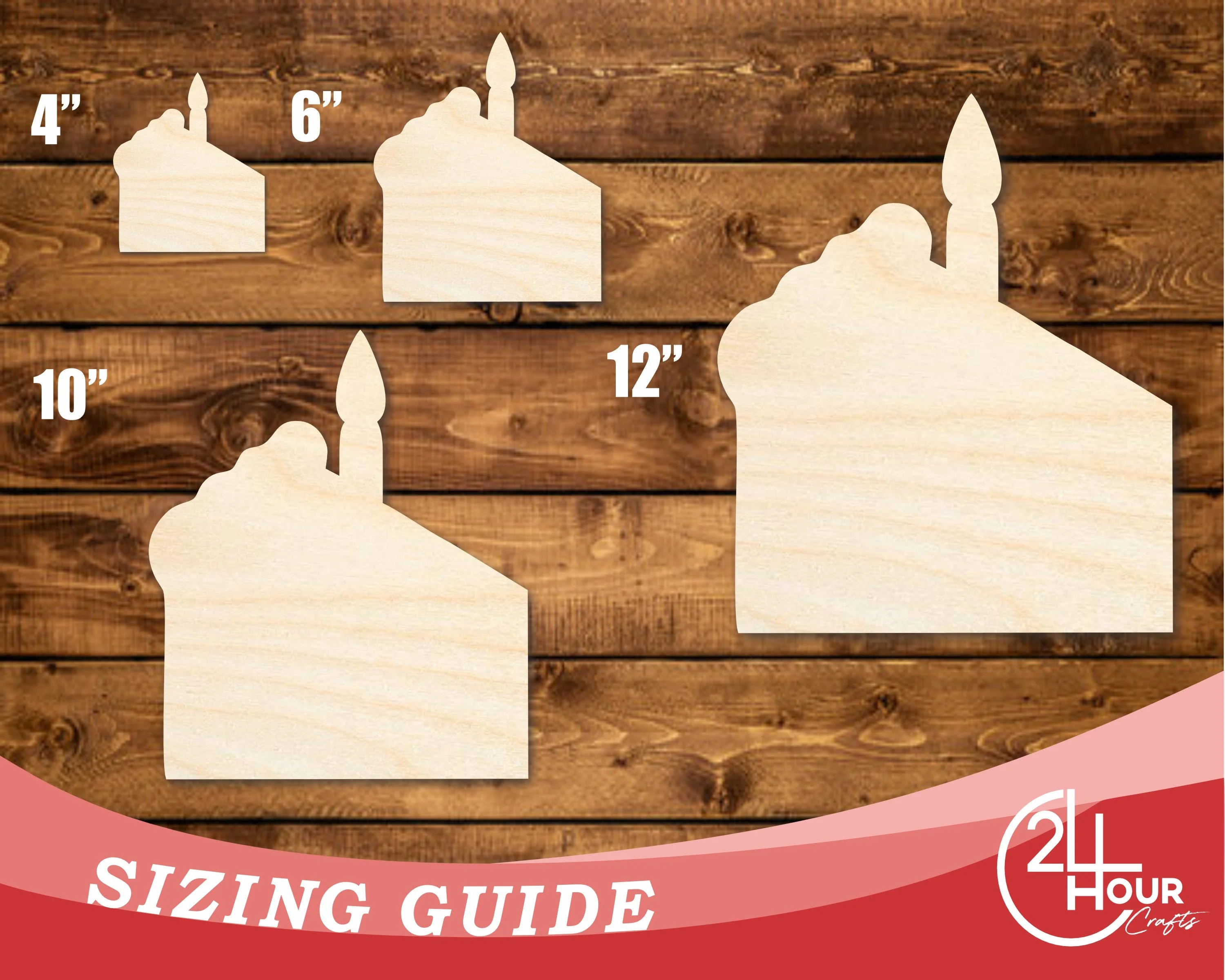 Unfinished Wood Birthday Cake Slice Shape | DIY Craft Cutout | up to 46" DIY - Image 3