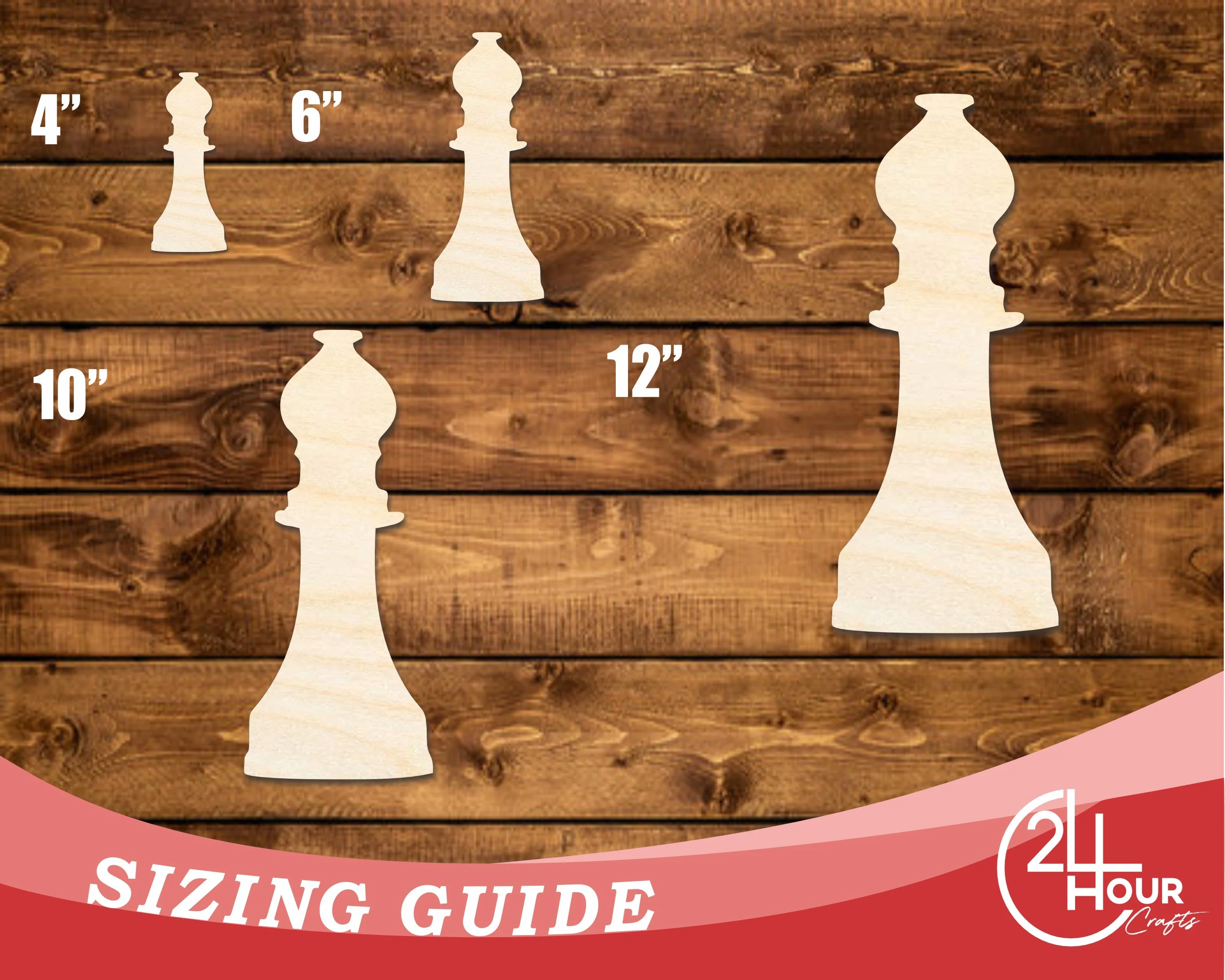 Unfinished Wood Bishop Chess Piece Shape | DIY Craft Cutout | up to 46" DIY - Image 3