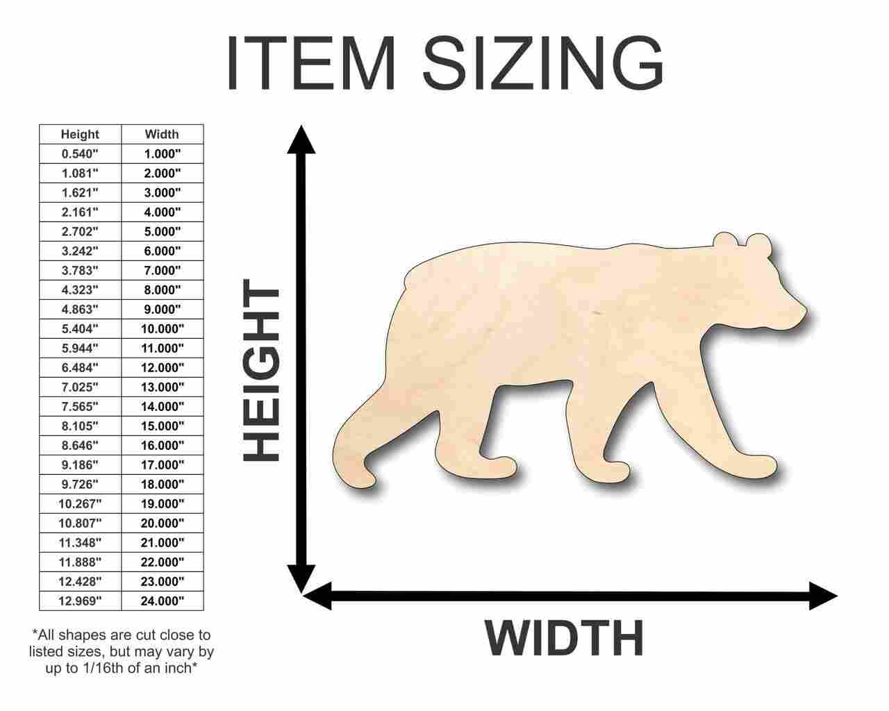 Unfinished Wood Black Bear Shape - Animal - Craft - up to 46" DIY - Image 2