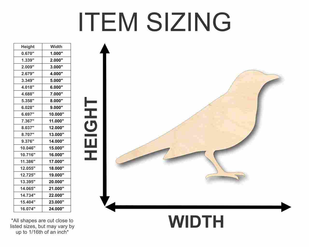 Unfinished Wood Blackbird Shape - Animal - Wildlife - Craft - up to 46" DIY - Image 2