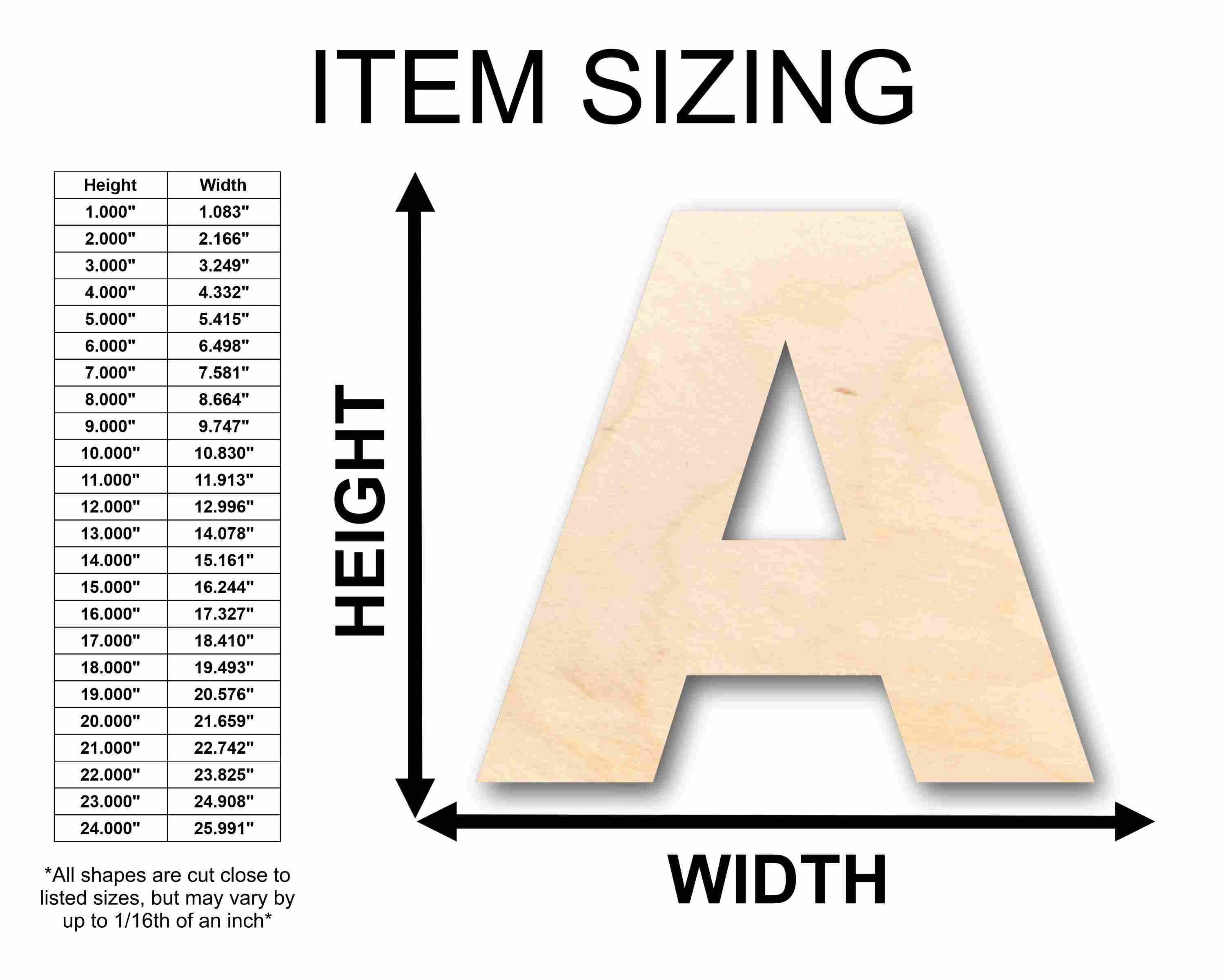Unfinished Wood Block Letter A - Craft - up to 46" DIY - Image 2
