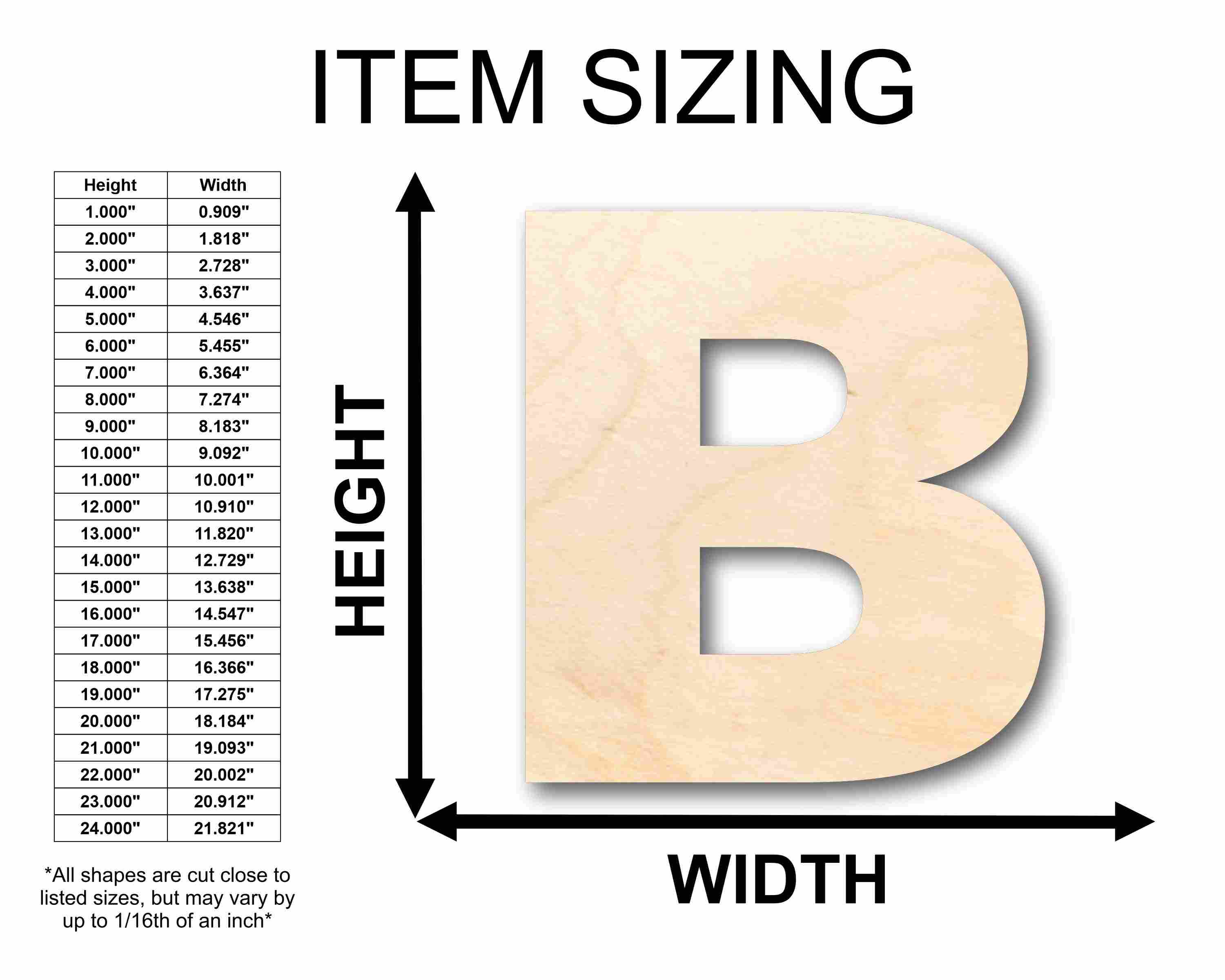 Unfinished Wood Block Letter B - Craft - up to 46" DIY - Image 2