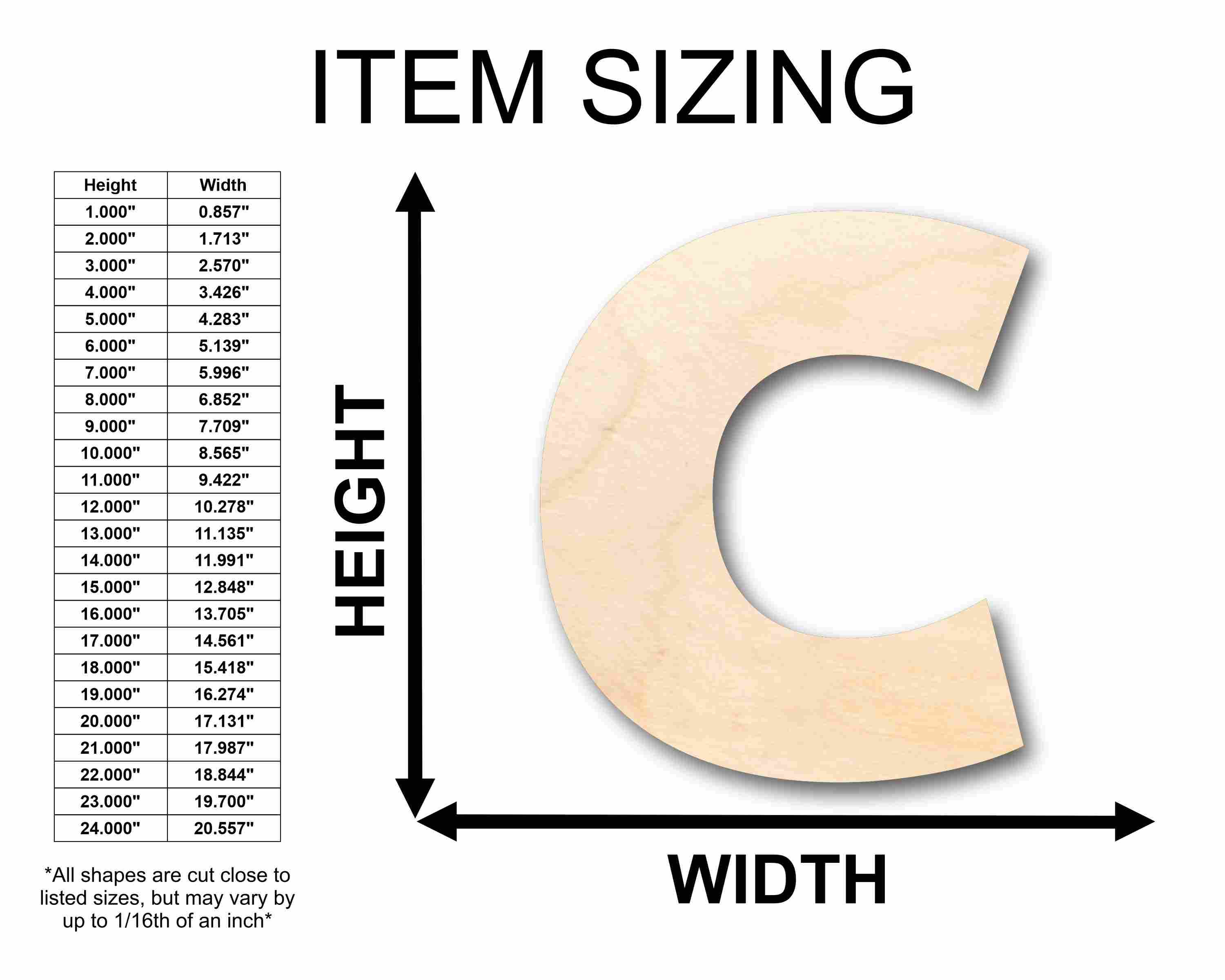 Unfinished Wood Block Letter C - Craft - up to 46" DIY - Image 2