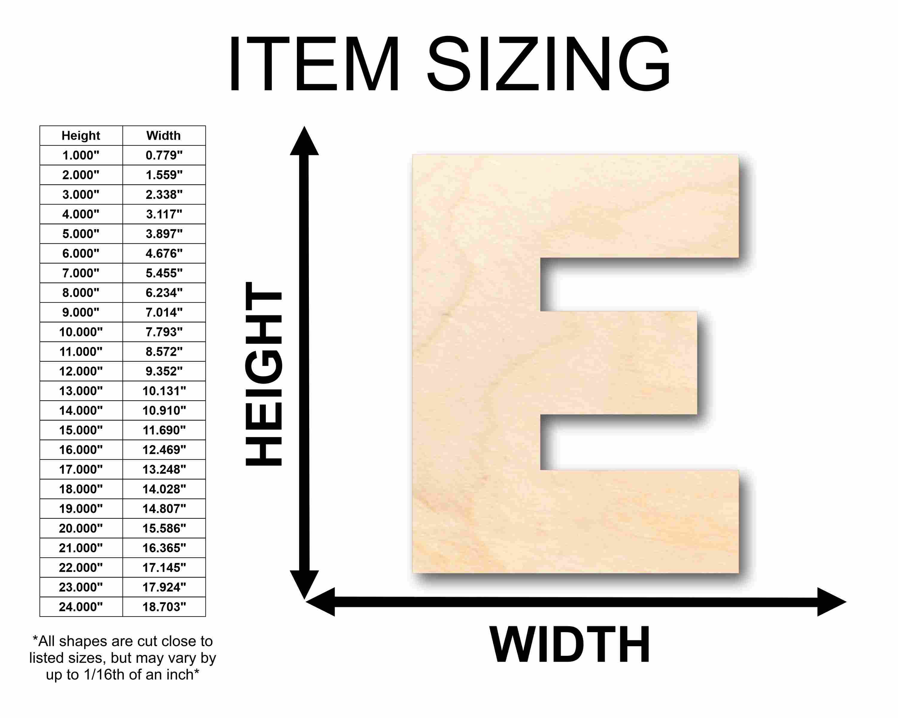Unfinished Wood Block Letter E - Craft - up to 46" DIY - Image 2