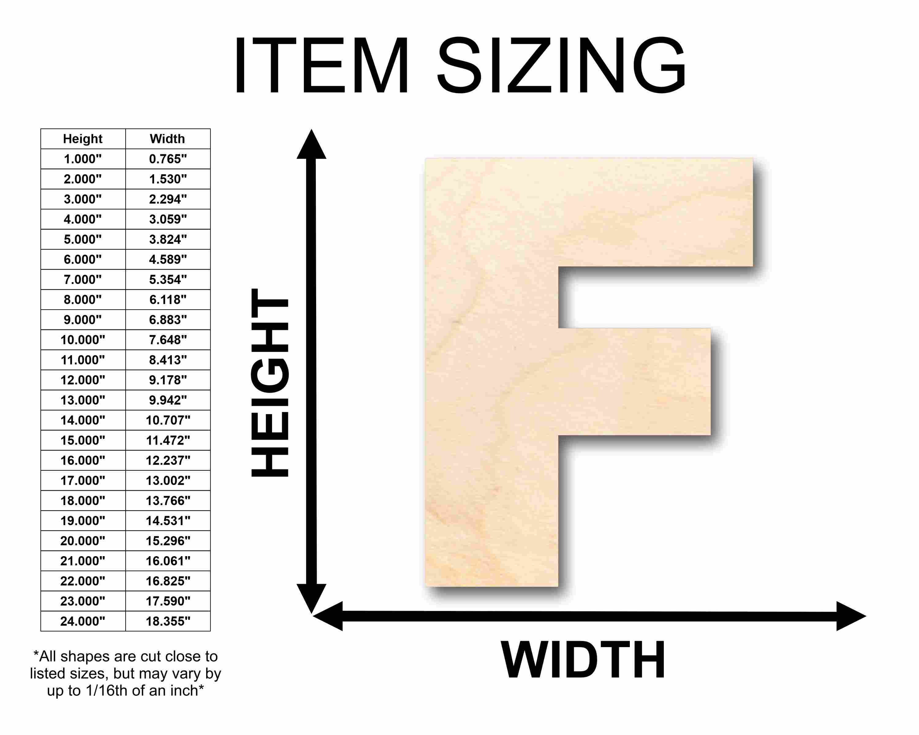Unfinished Wood Block Letter F - Craft - up to 46" DIY - Image 2
